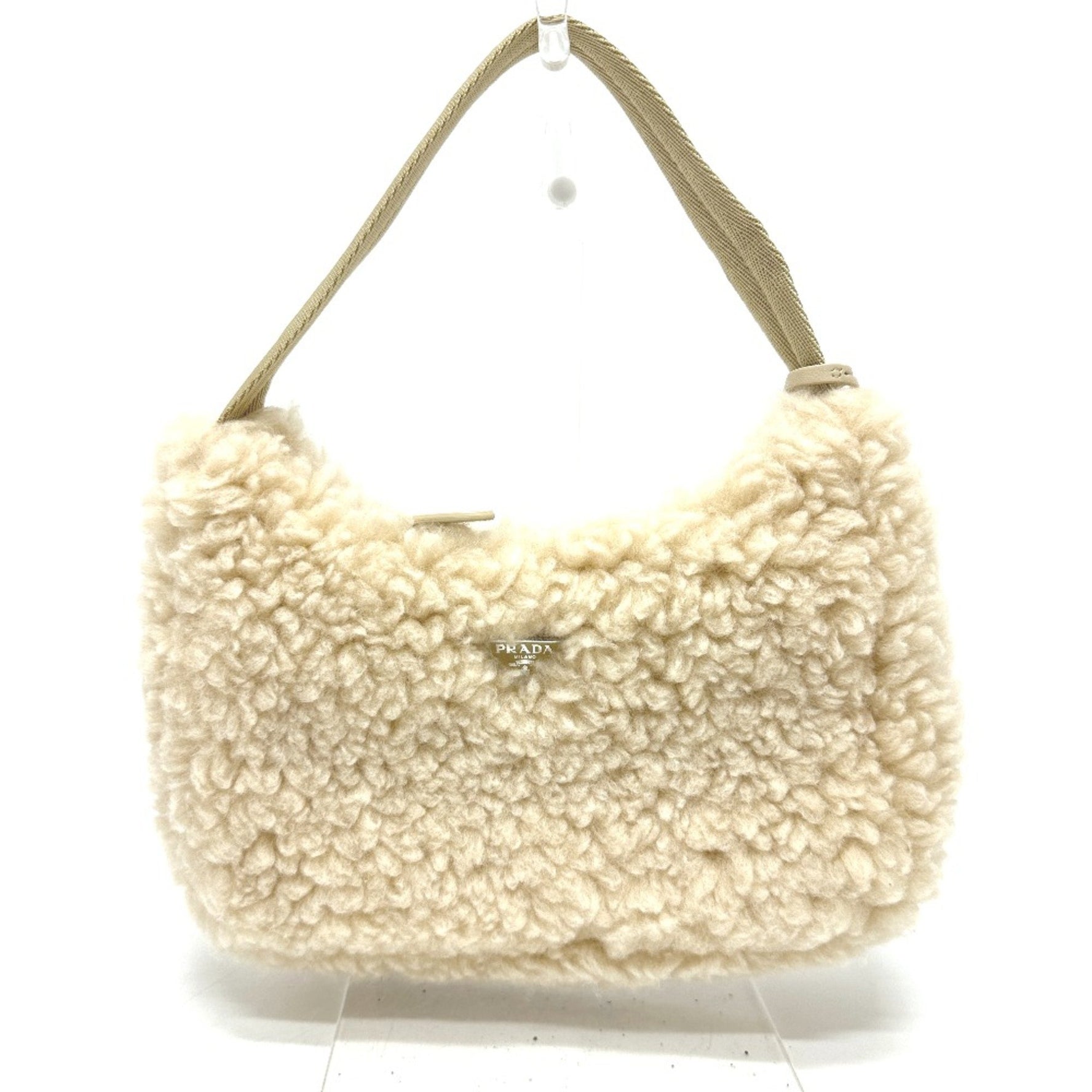PRADA Fur Bag Shoulder Bag Bag Hand Bag SilverHardware