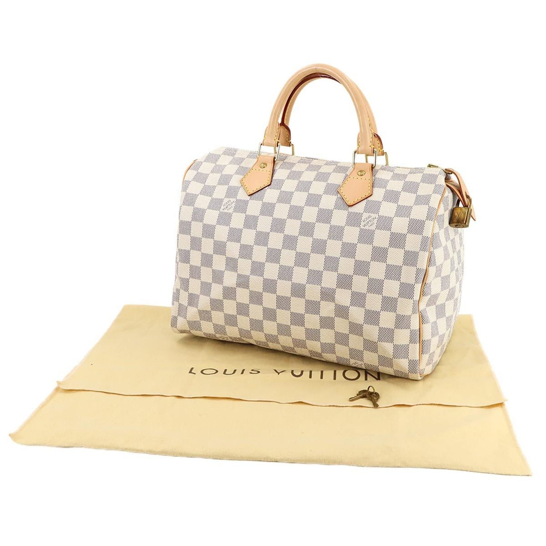 Louis Vuitton Damier Azur Speedy 30 Handbag Gold Hardware