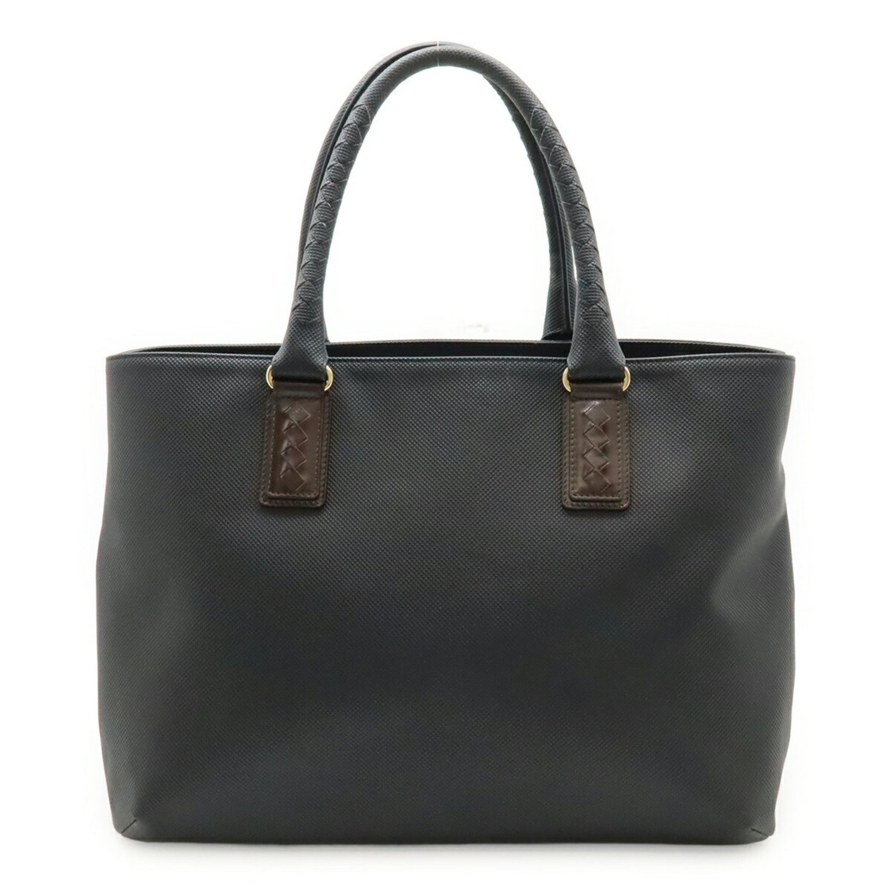 BOTTEGA VENETA Marco Polo Tote Bag Shoulder in PVC and Leather, Black Dark Brown