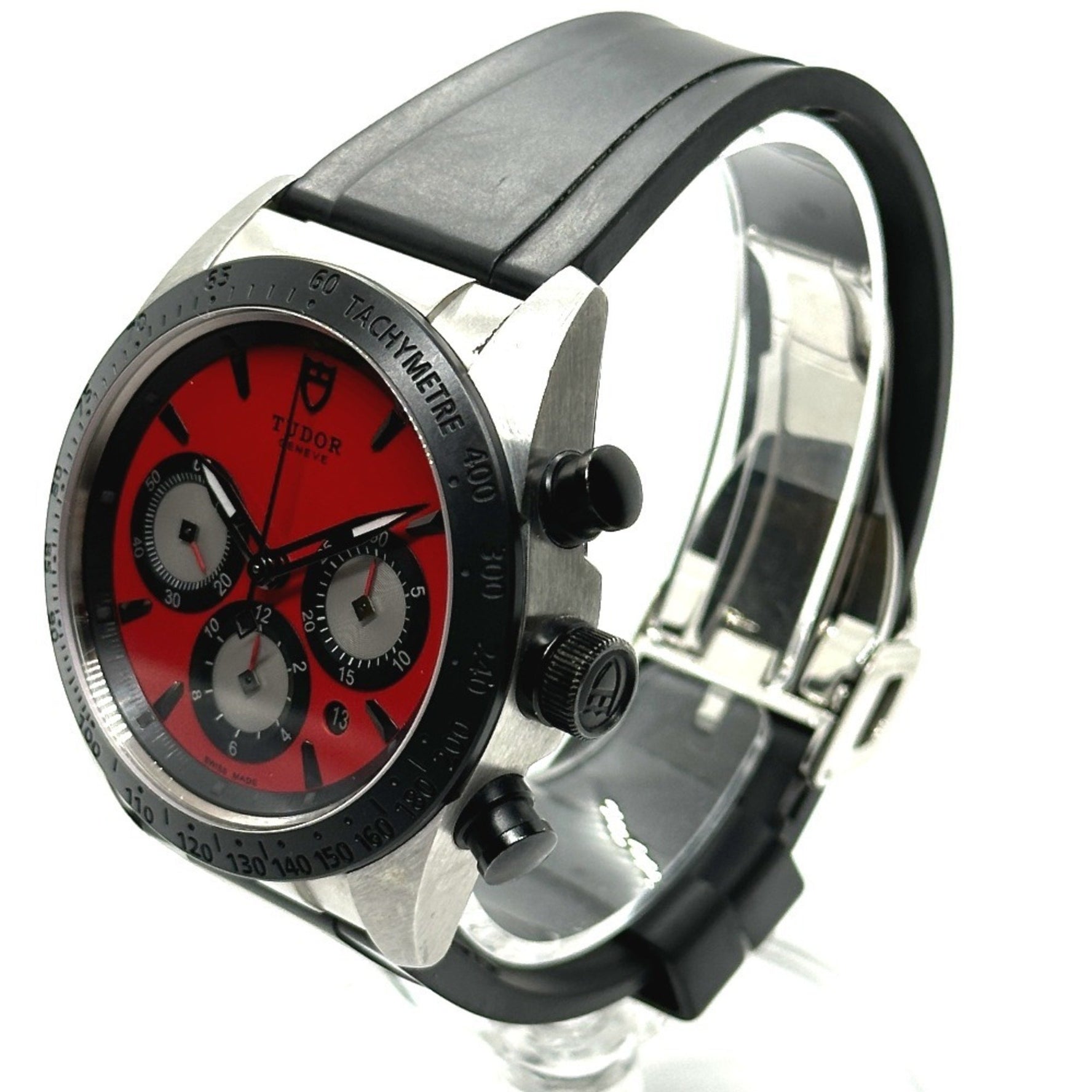 TUDOR Fastrider Chronograph Automatic Watch Stainless Steel Red Dial