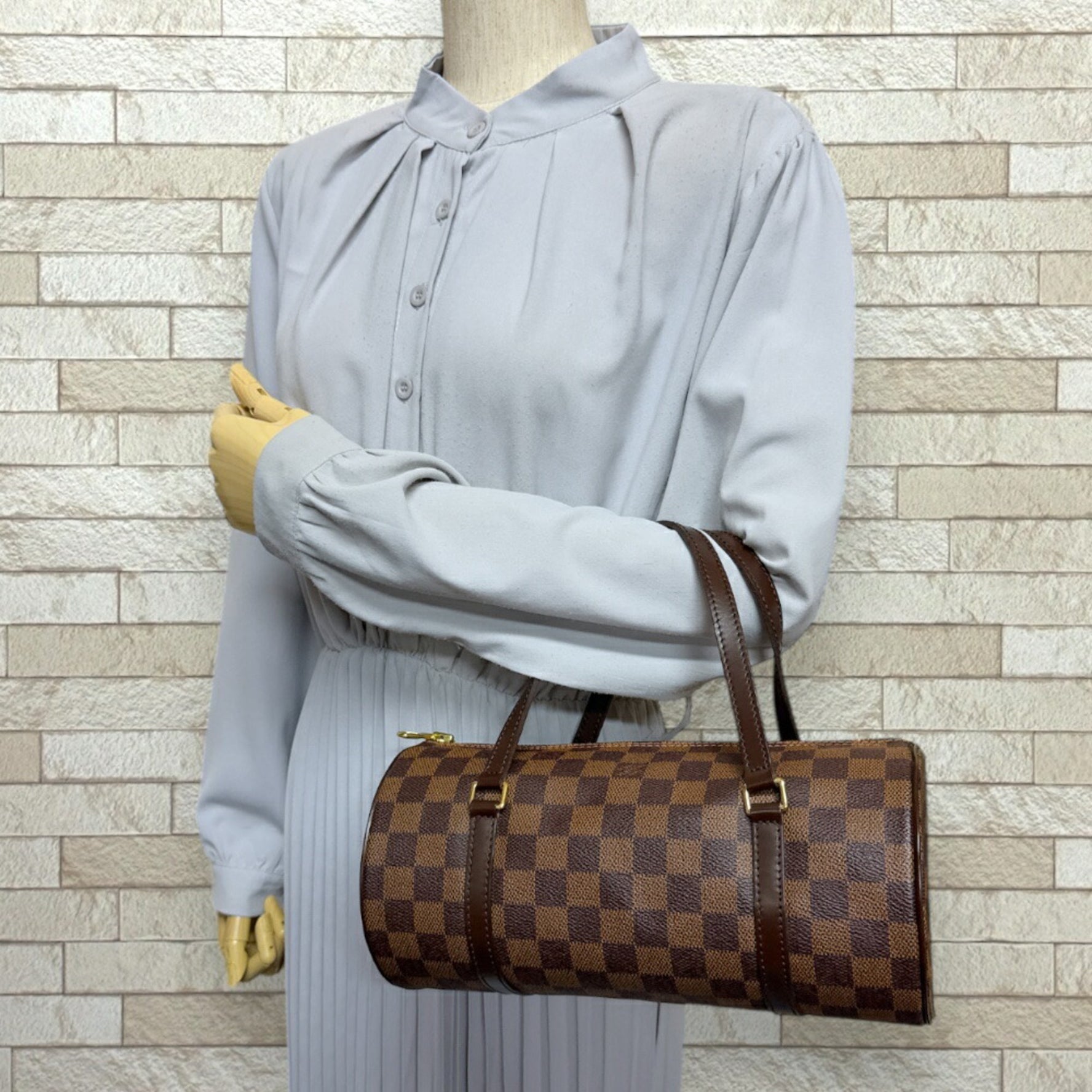 Louis Vuitton Papillon 26 Damier Handbag Canvas Brown