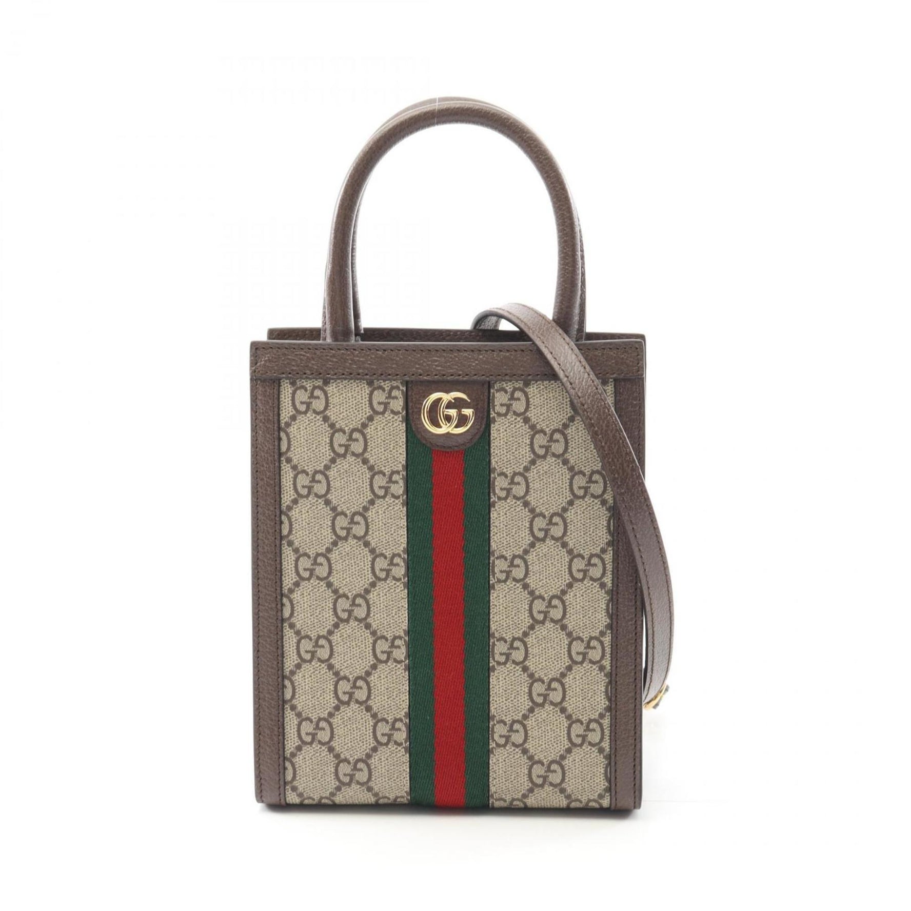 GUCCI Ophidia GG Supreme Super Handbag Coated Canvas Leather Beige Brown Multicolor