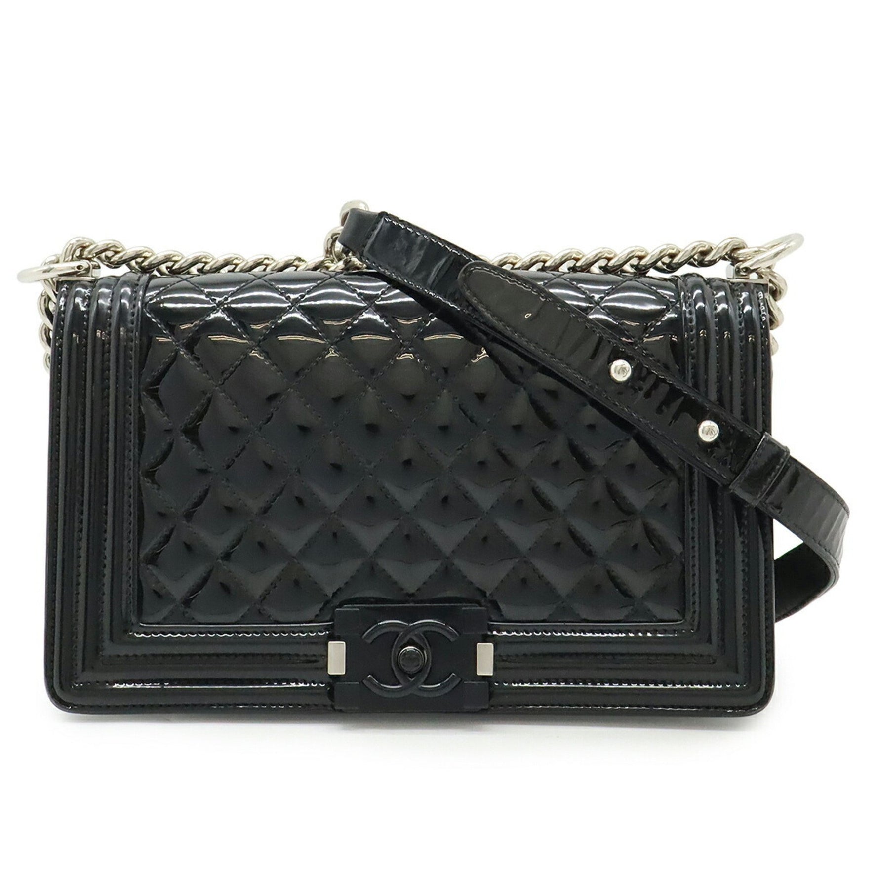 CHANEL Boy Matelasse Coco Mark Chain Shoulder Bag in Enamel