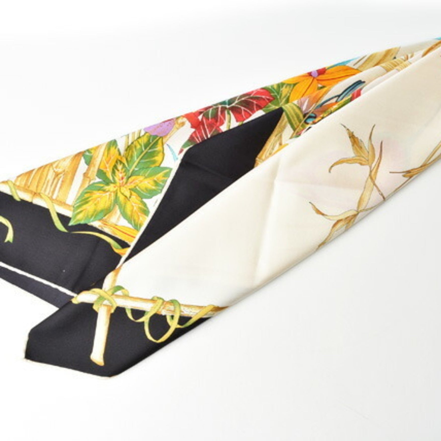 Christian Dior Scarf Muffler 90 Flower Pattern Brown White