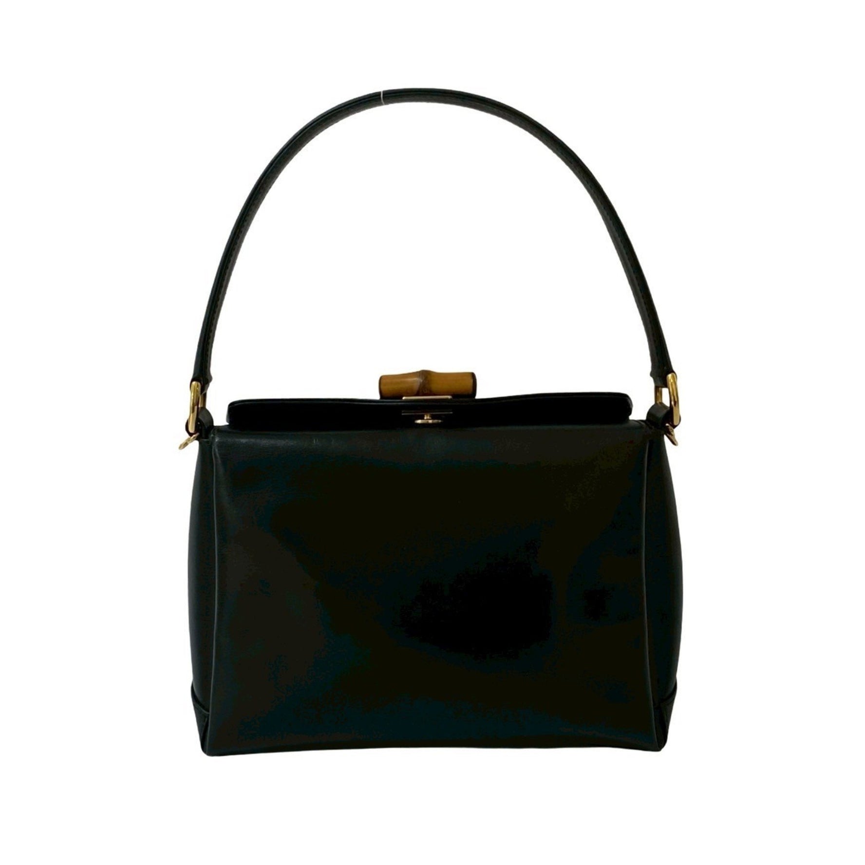 GUCCI Old Bamboo Turnlock Leather Mini Tote Bag in