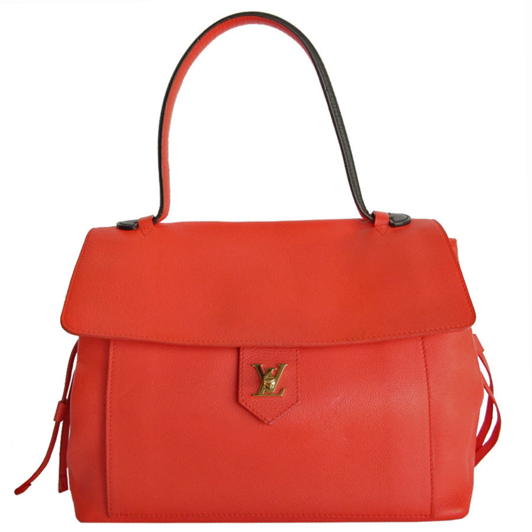 Louis Vuitton Shoulder Bag Cartable Lock Me 2 Leather Orange Red Black Gold