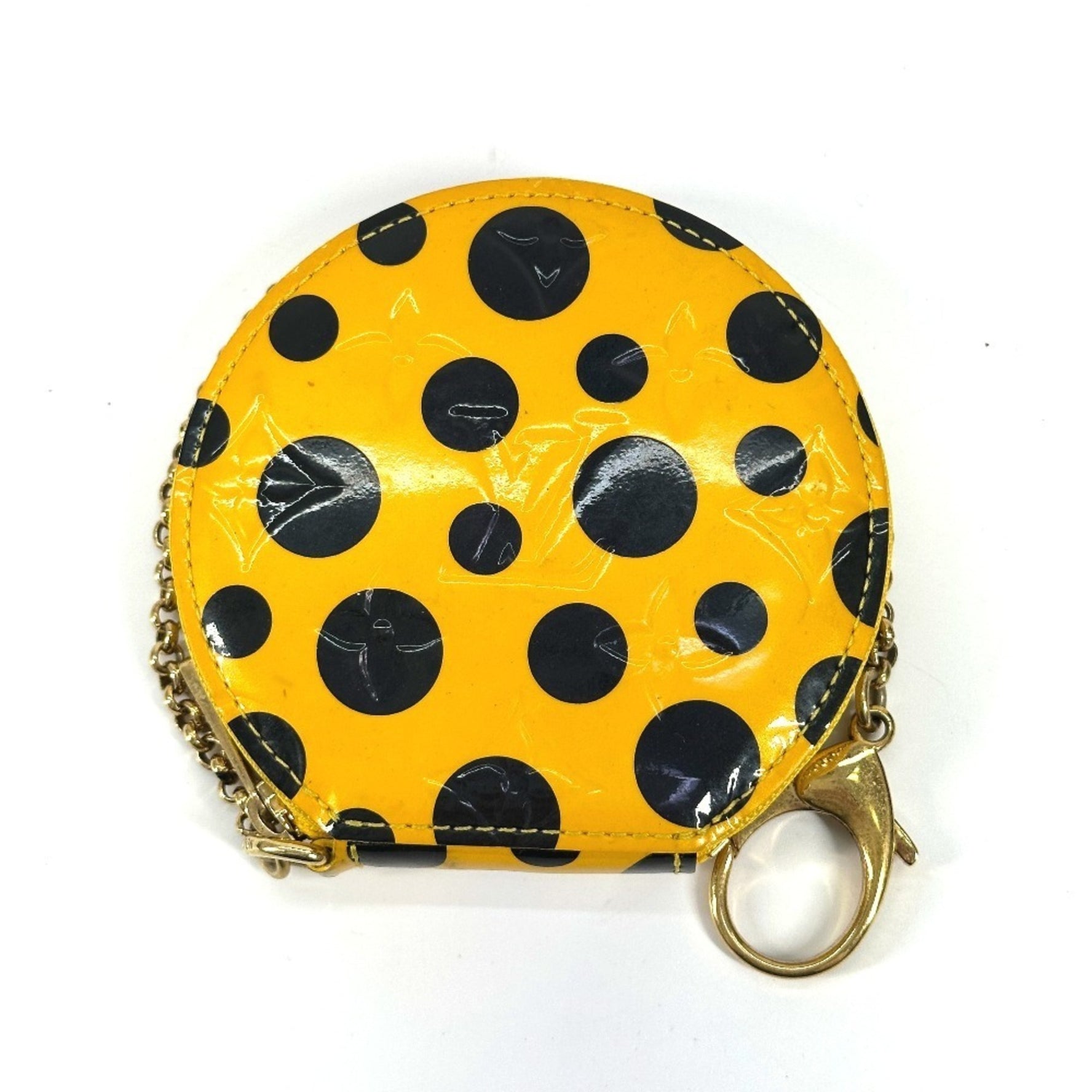 Louis Vuitton Vernis Yayoi Kusama Collaboration Porto Monnaie Chapeau Wallet Coin Purse Wallet/Coin Case Patent Leather Yellow