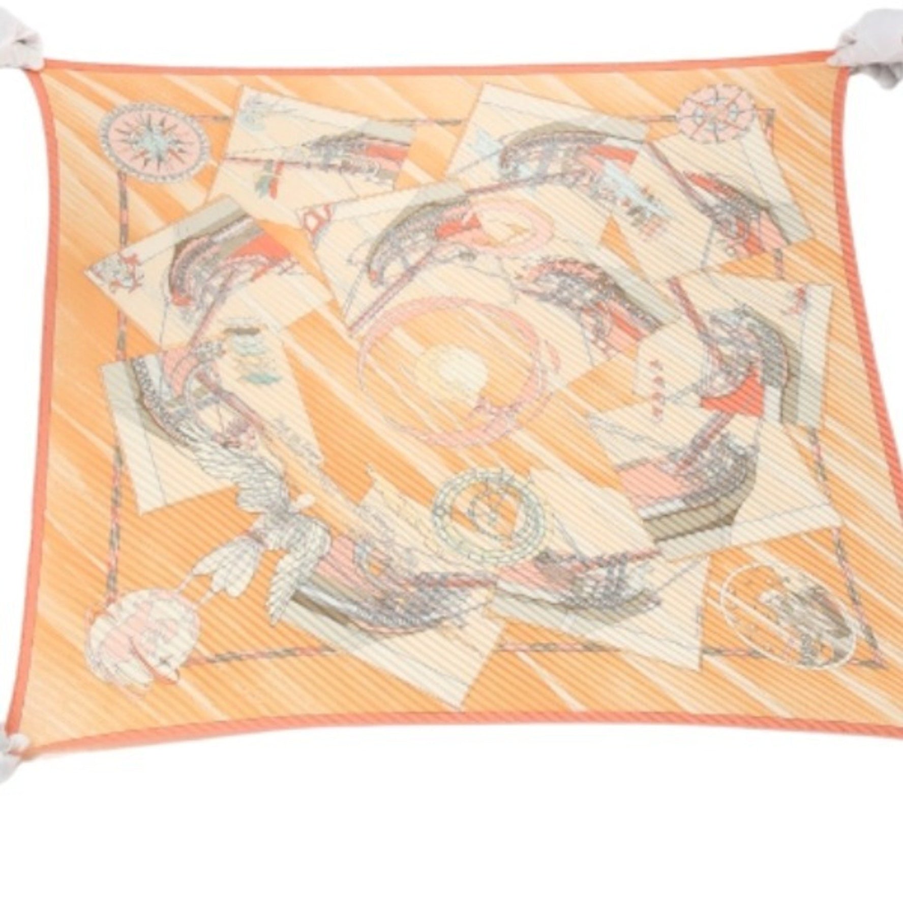 HERMES 100% Silk Pleated Carre Scarf