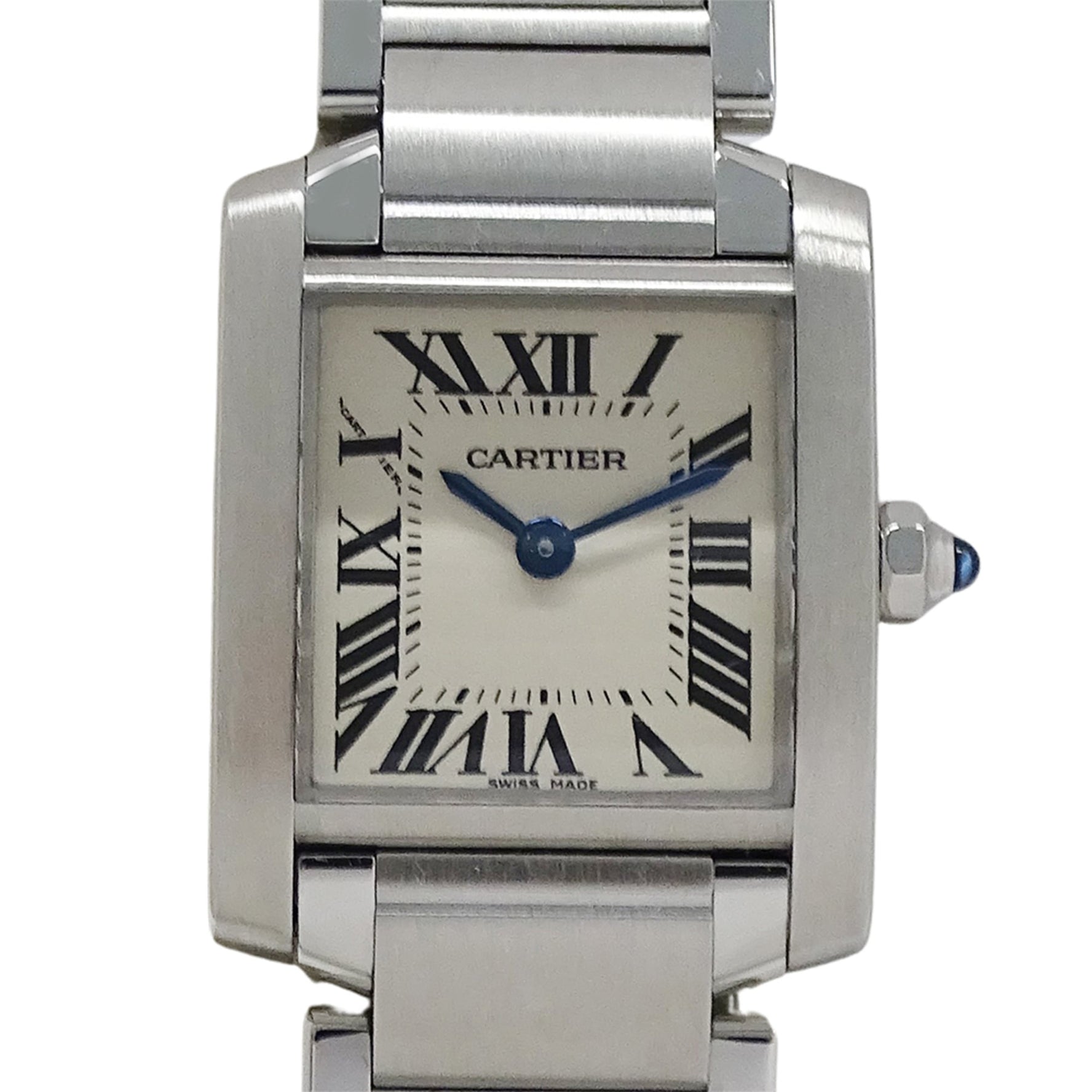 Cartier Tank Française Watch, Small Quartz, Stainless Steel, Silver/Ivory, Polished