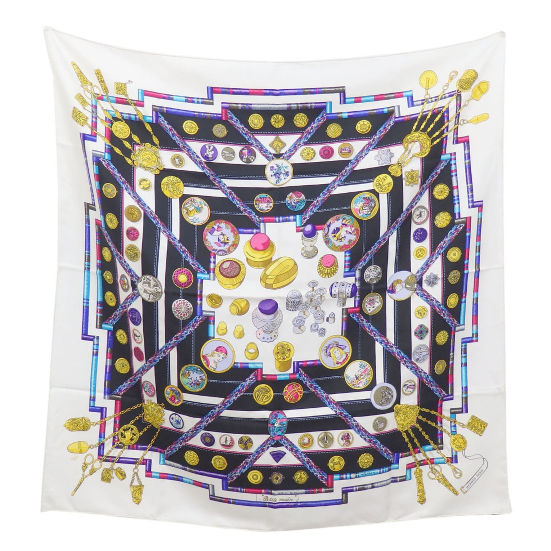 Hermes scarf muffler Carre 90 ladies silk multicolor pelile main seamstress