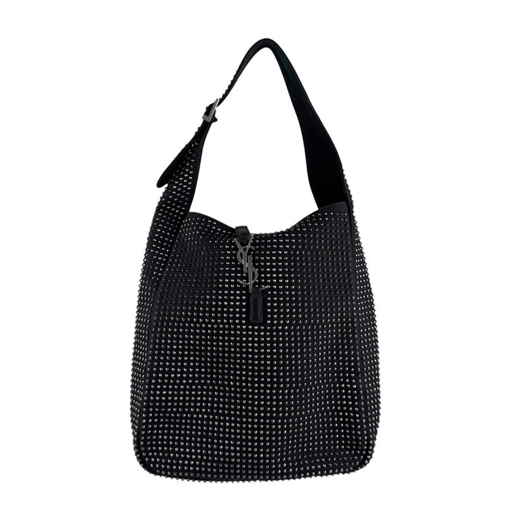 Saint Laurent Le 5 A 7 Canvas Metal Handbag in and Silver