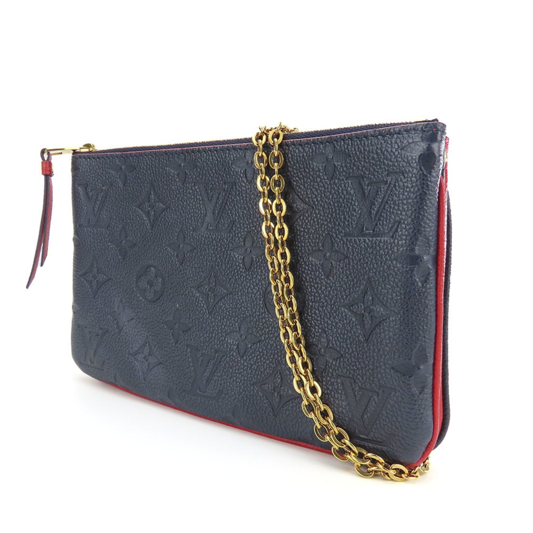 Louis Vuitton Shoulder Bag Pochette Double Zip Monogram Empreinte Marine Rouge Chain
