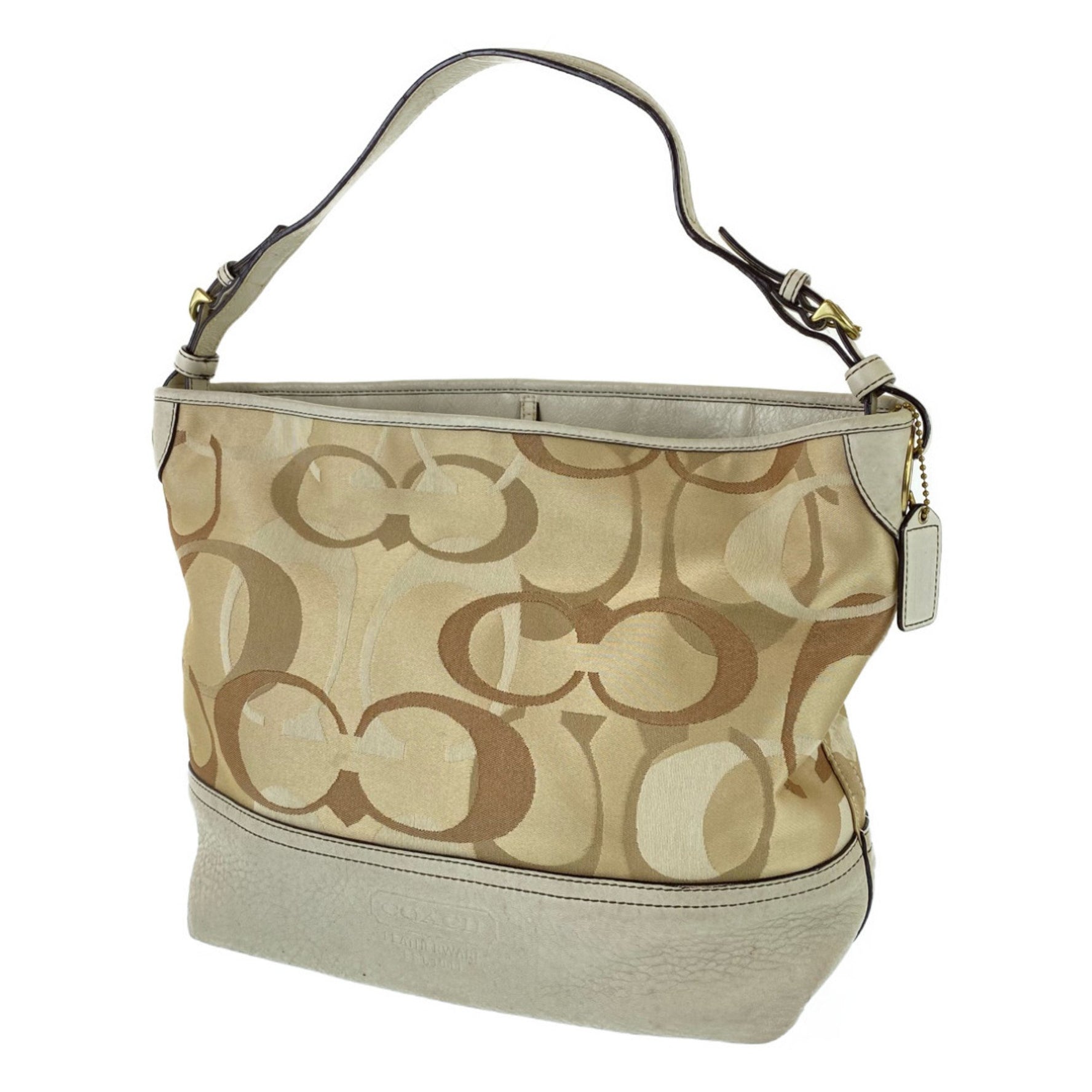 COACH Signature Canvas Leather Hobo Shoulder Bag