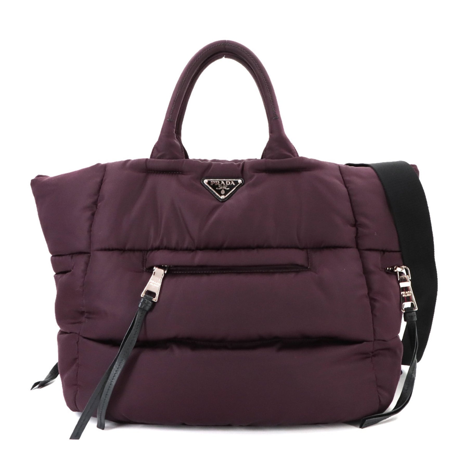 Prada Bomber 2-way hand/shoulder bag in purple nylon and leather with silver hardware (BN2632)