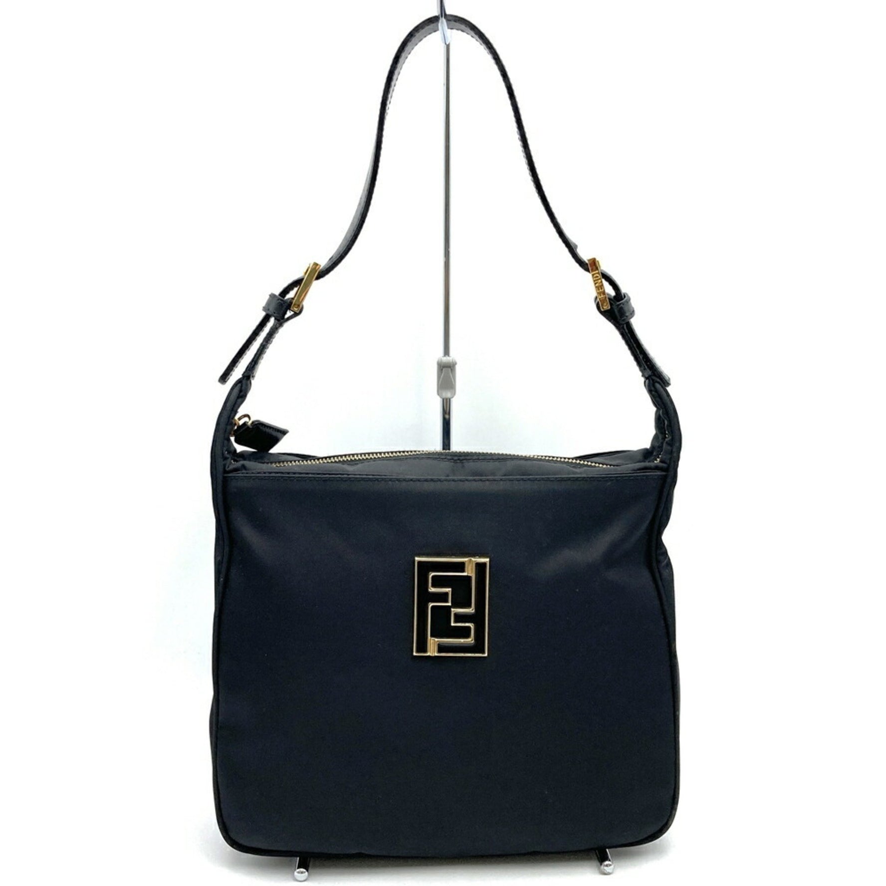 FENDI 06 11 982 Shoulder Bag FF Nylon Leather