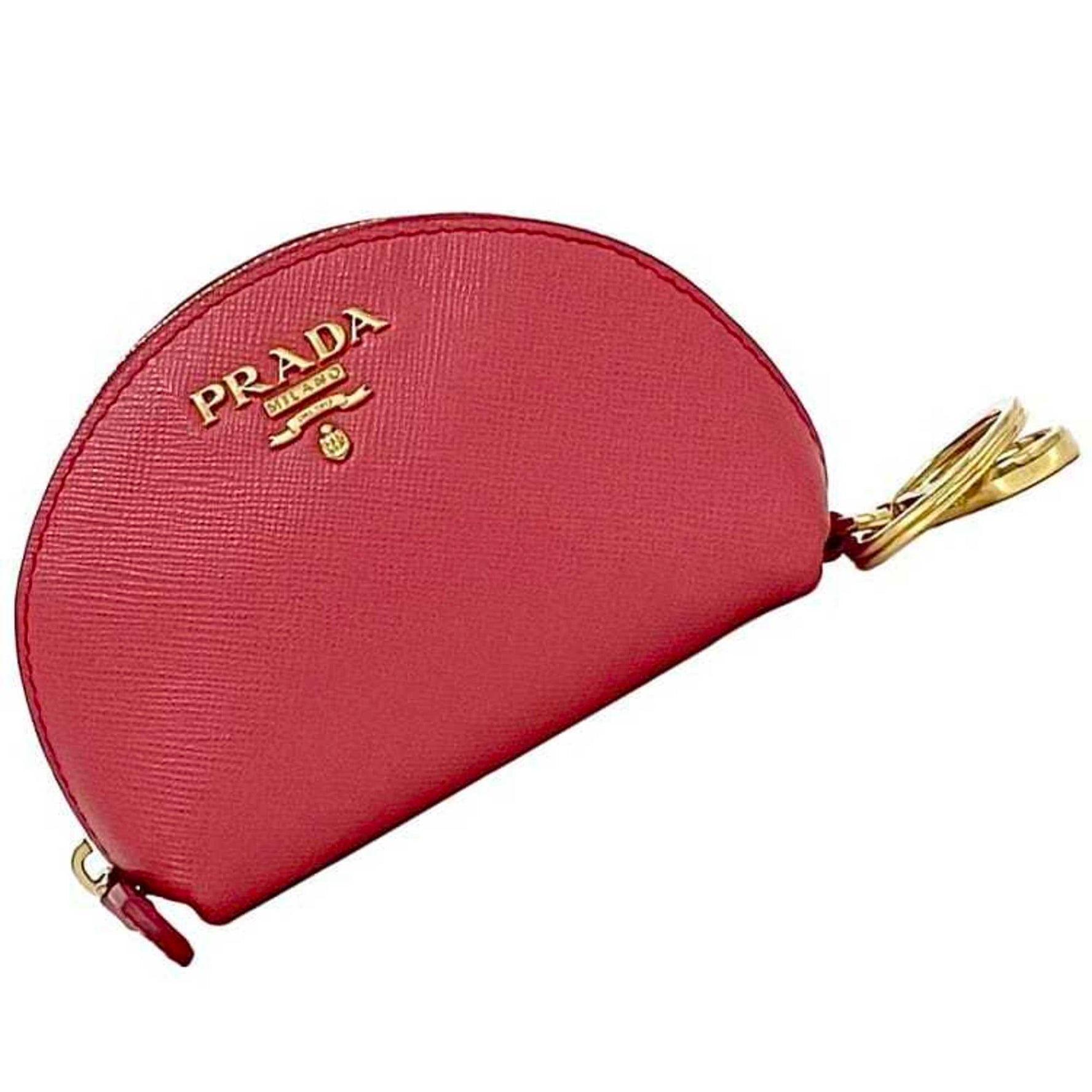 Prada coin case saffiano leather 42 men's with metal fittings