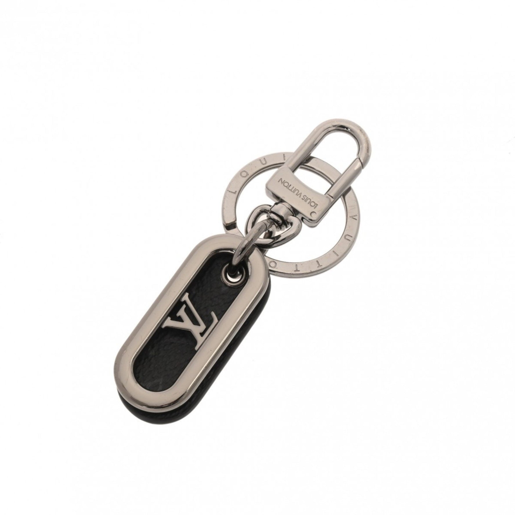 LOUIS VUITTON Monogram Eclipse LV Signature Chain Canvas Keychain