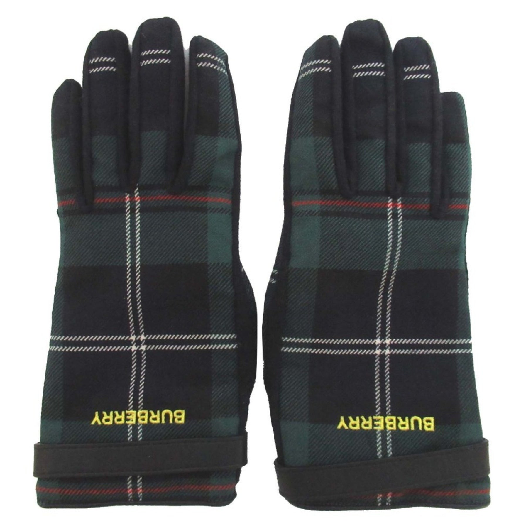Burberry Black Watch Check Gloves, Size 7.5