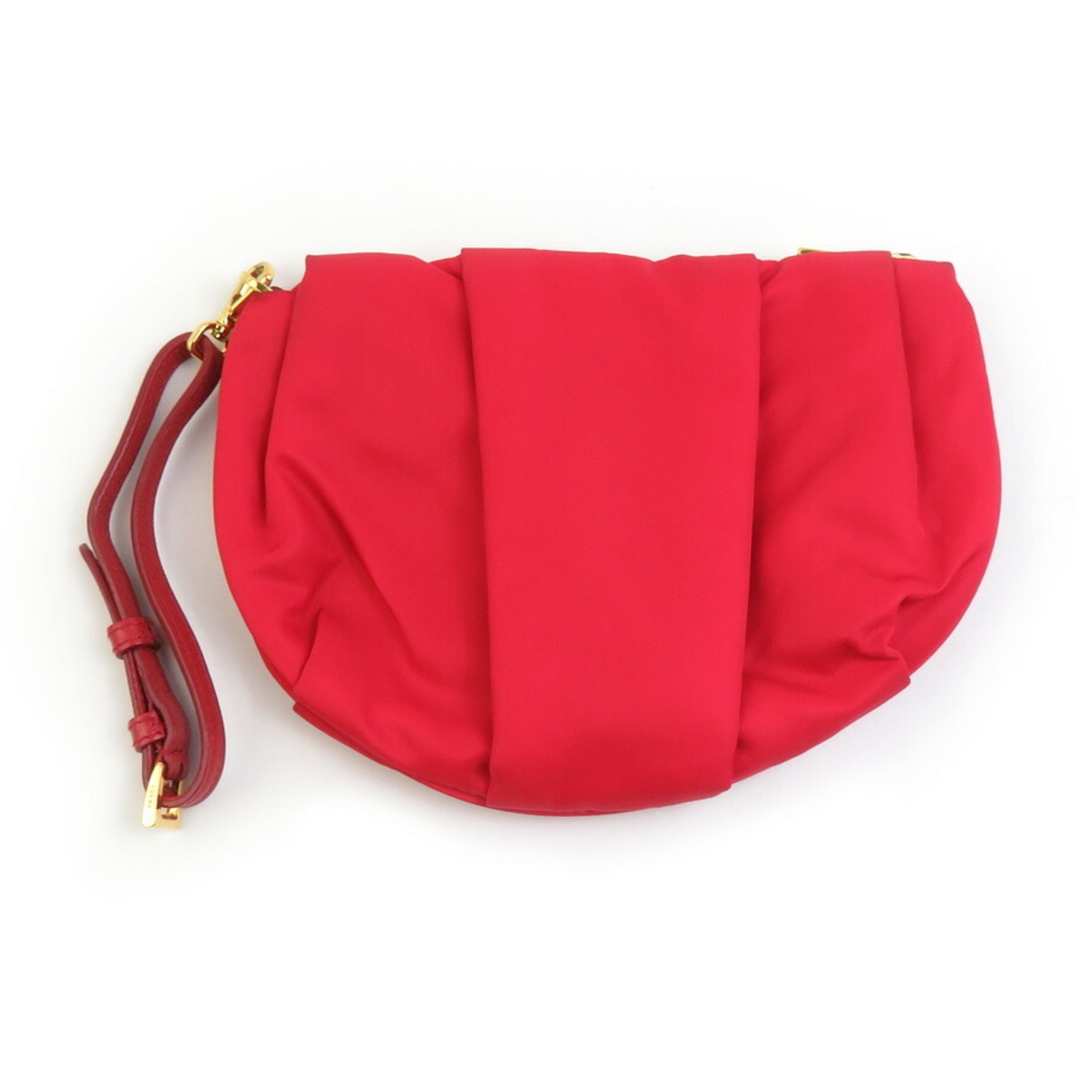 PRADA pouch nylon leather red gold