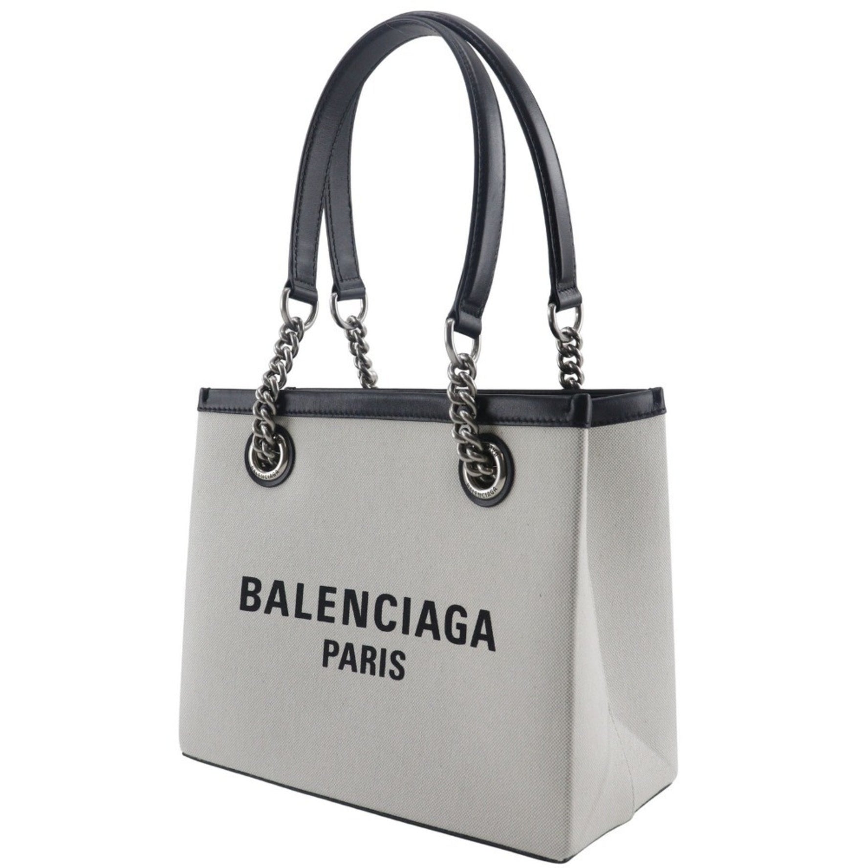 BALENCIAGA Small Tote Bag Nylon Canvas Light Grey