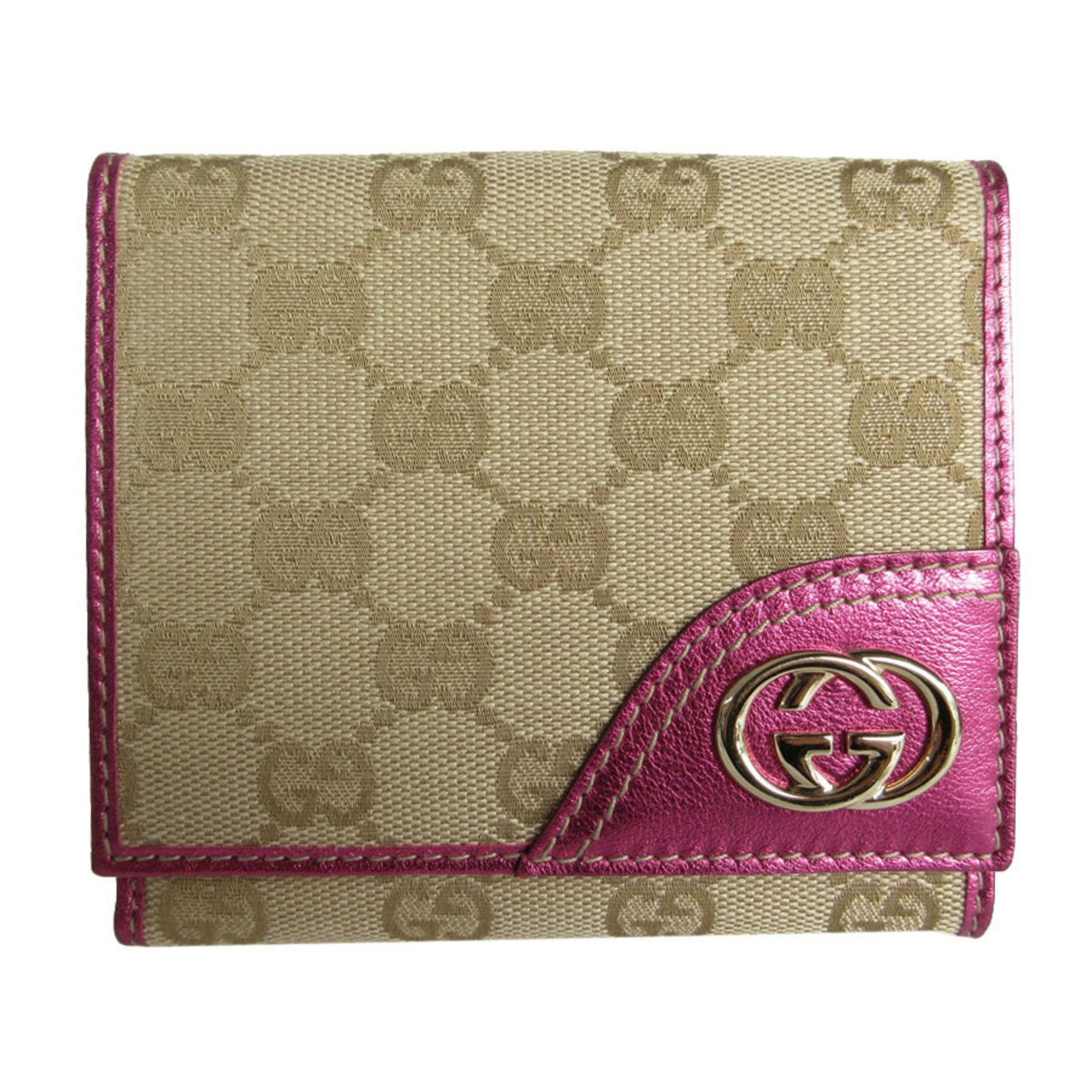 Gucci Bi-fold wallet GG canvas leather metallic magenta