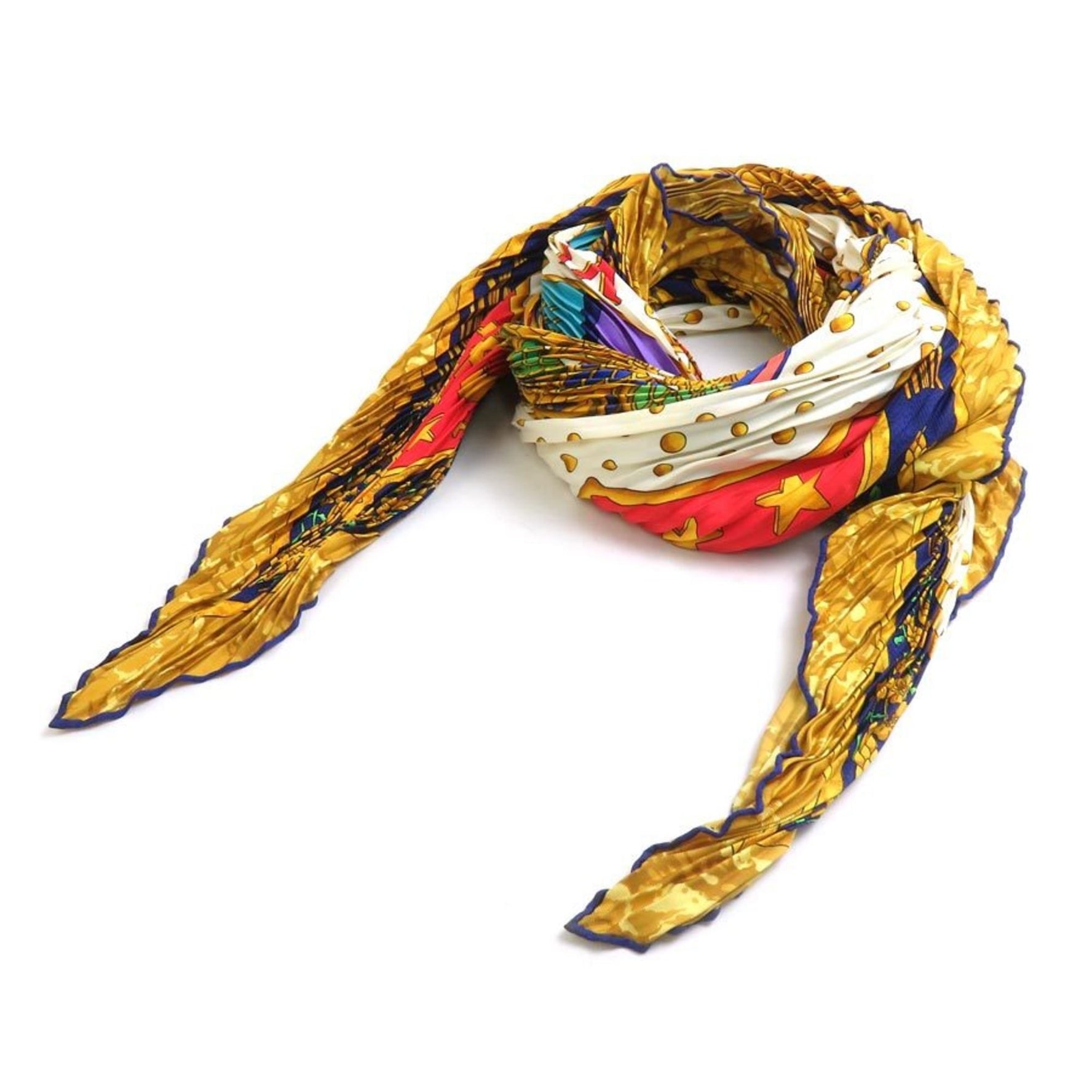 Hermes Hermès CARPE DIEM pleated silk scarf in multicolor