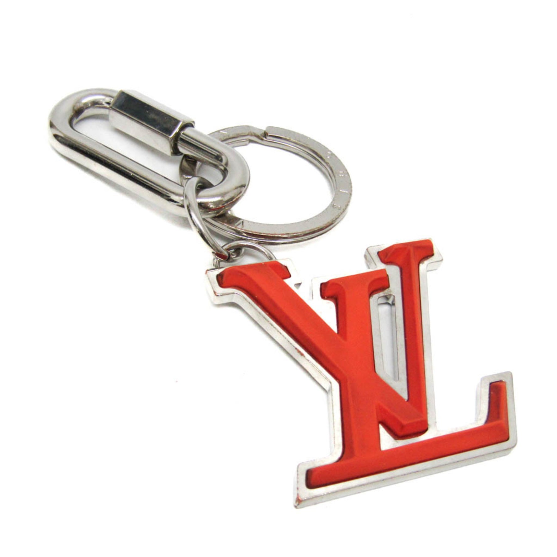 Louis Vuitton LV Soft Key Ring Keyring (Orange,Silver)