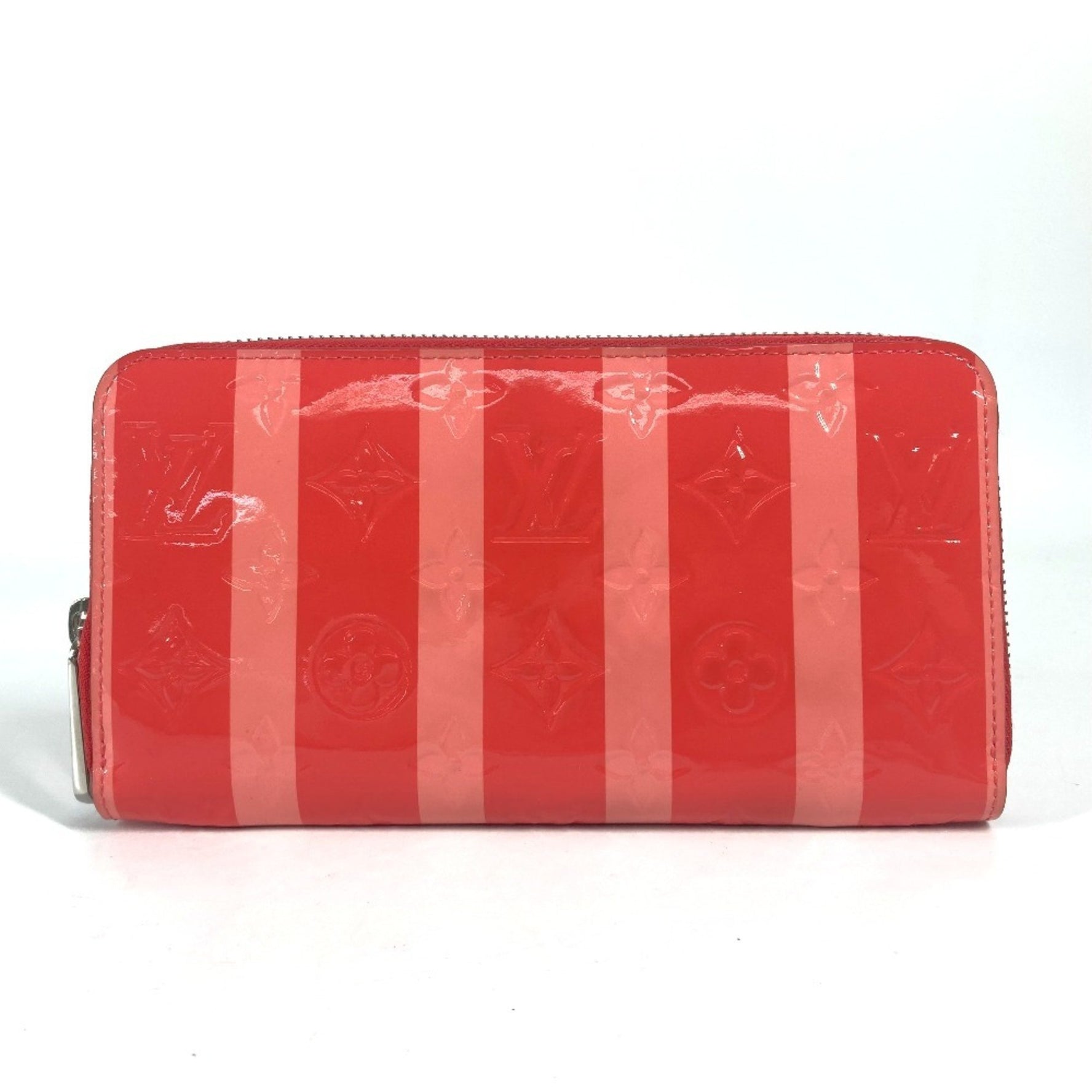 Louis Vuitton Monogram Vernis Rayure Zippy Wallet Long Round Zipper Men's Poppy Petal Pink
