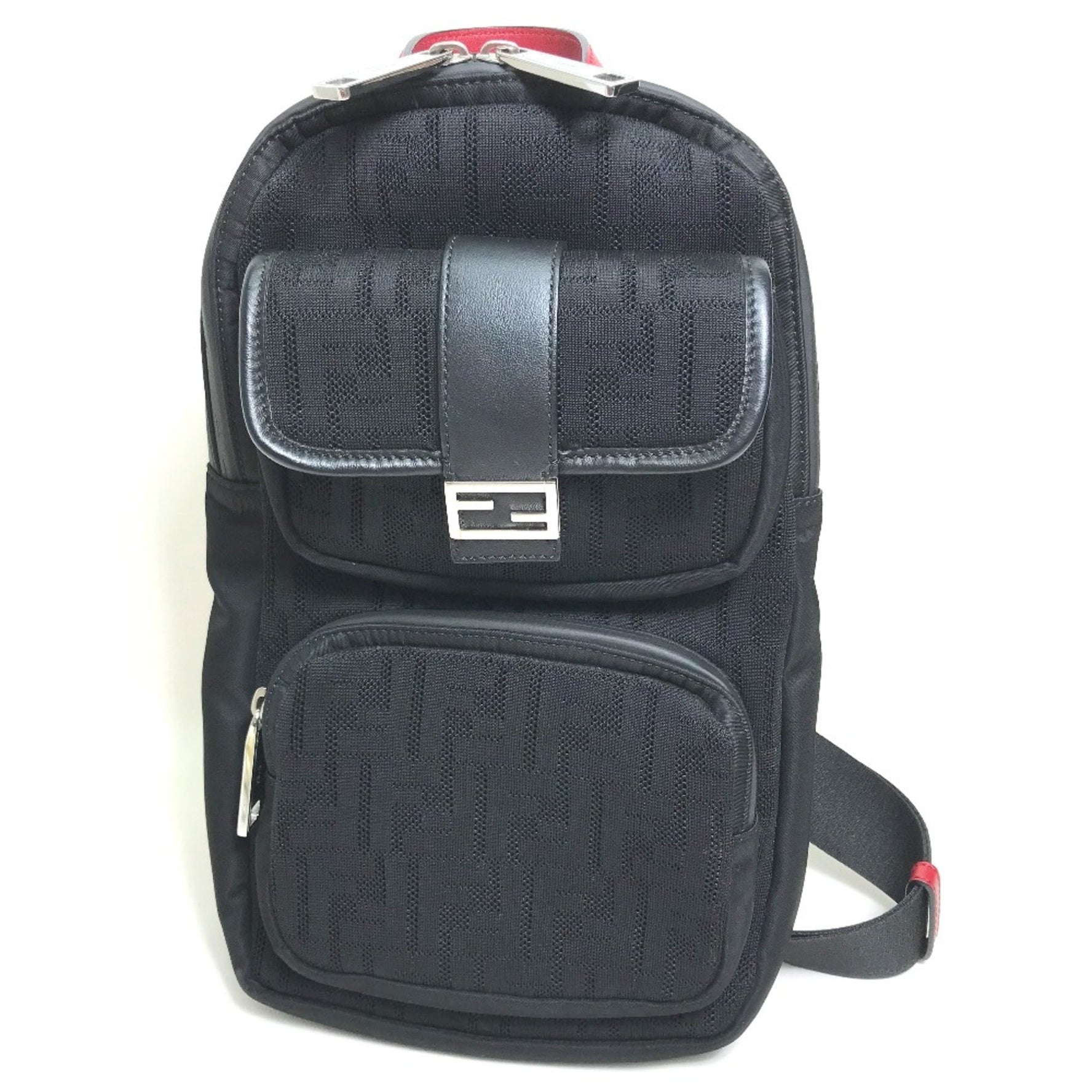 Fendi bag crossbody bag Shoulder Bag NERO Black/Red SilverHardware