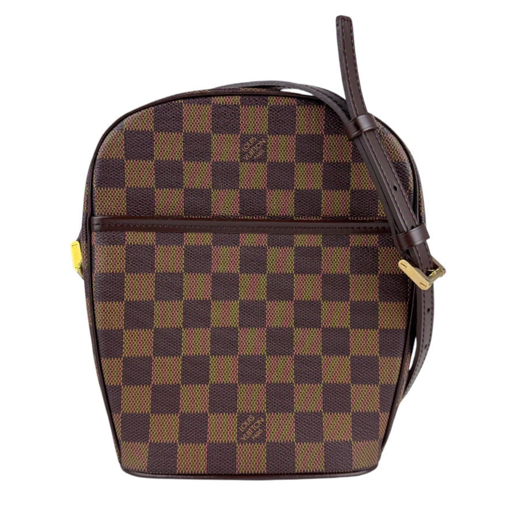 Louis Vuitton Damier Ipanema PM Shoulder Bag in Canvas, Brown and Gold