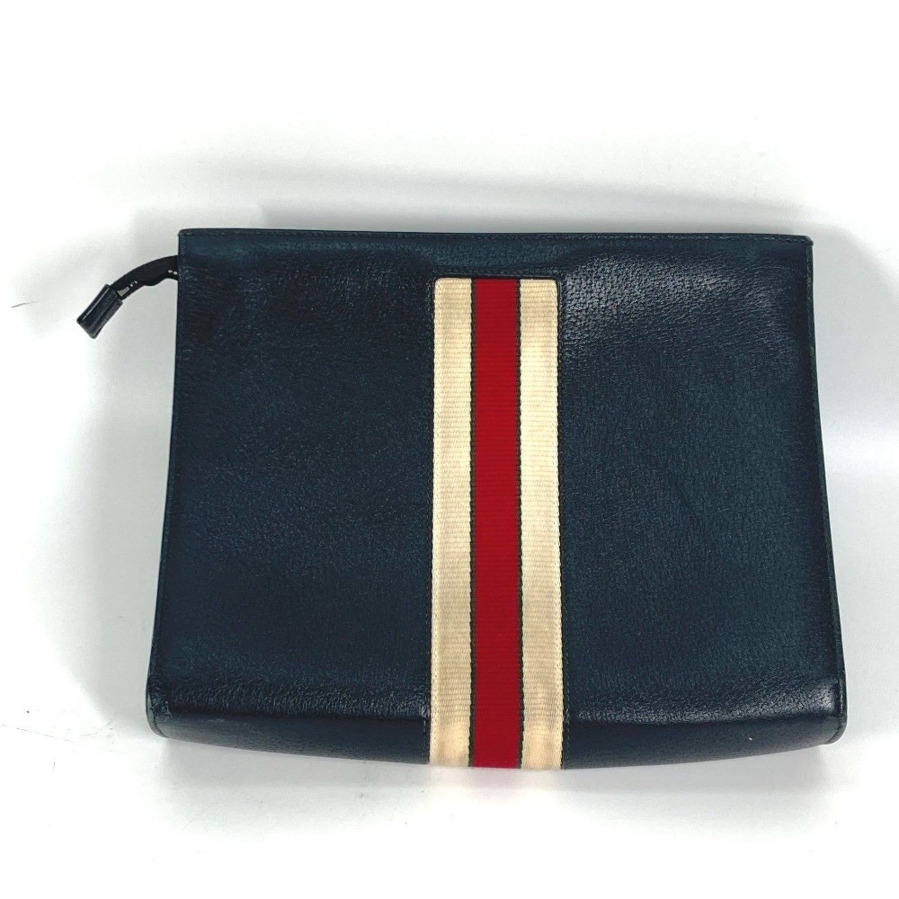GUCCI Pouch Web Stripe Logo Second Bag Clutch Leather Men's