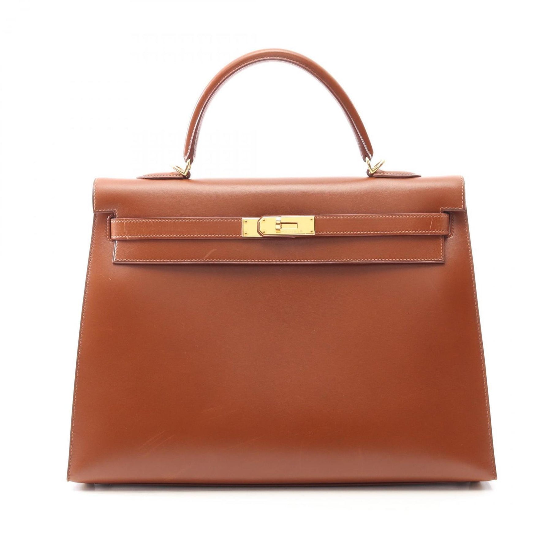 Hermes Hermès Kelly 35 handbag in box calf leather, brown, for women