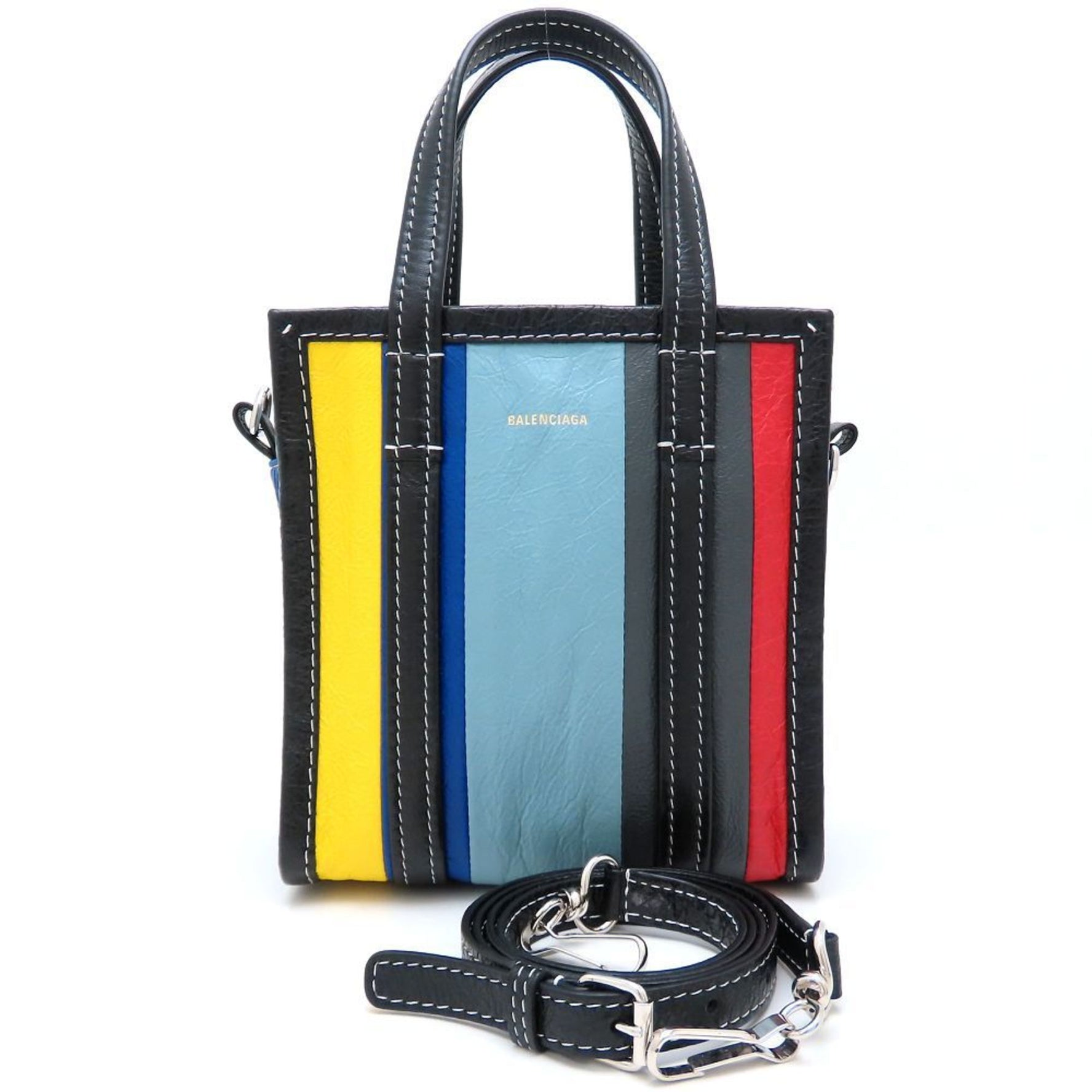 BALENCIAGA Bazaar Shopper XXS Handbag Leather Multicolor