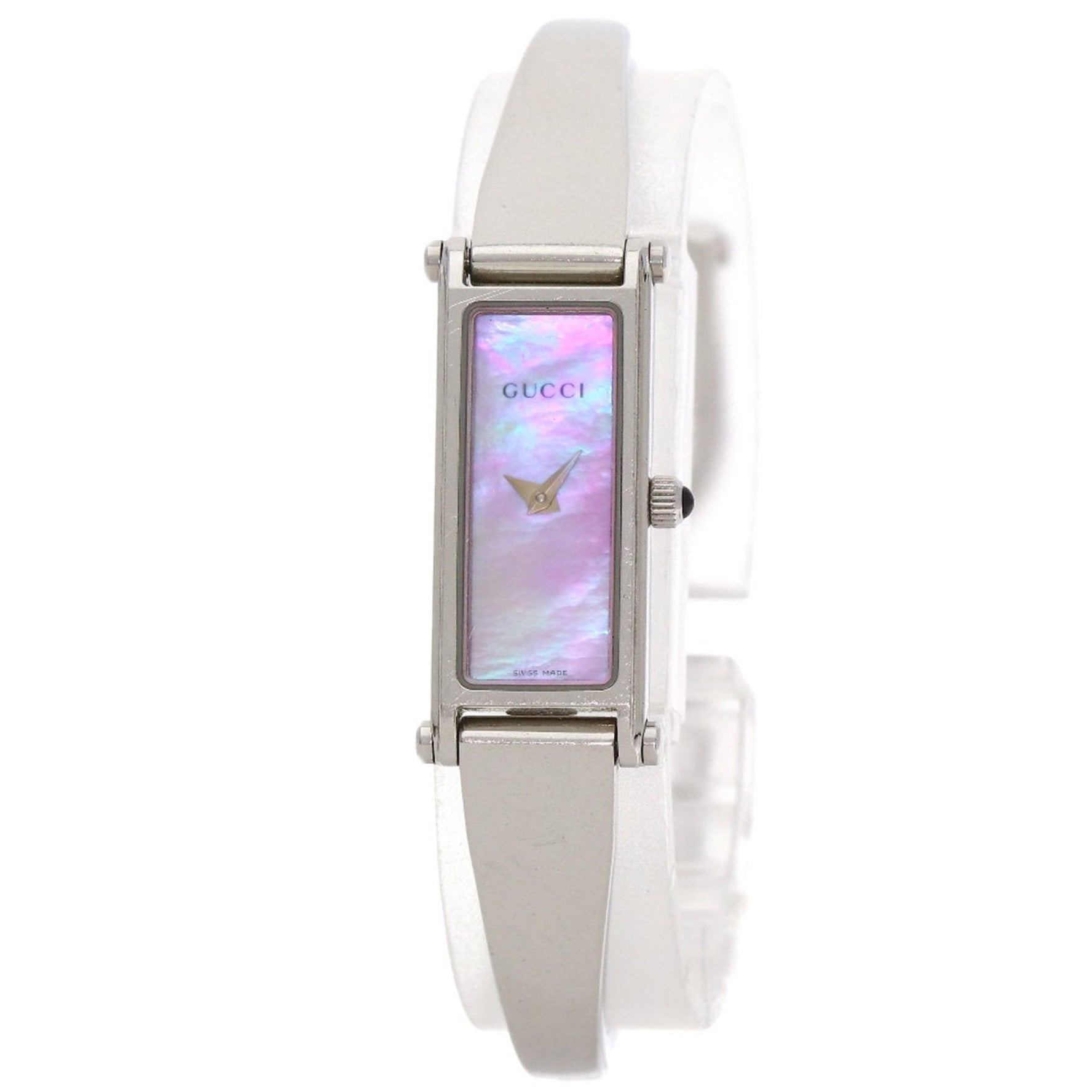 Gucci Square Face Bangle Pink Shell Watch Stainless Steel/SS