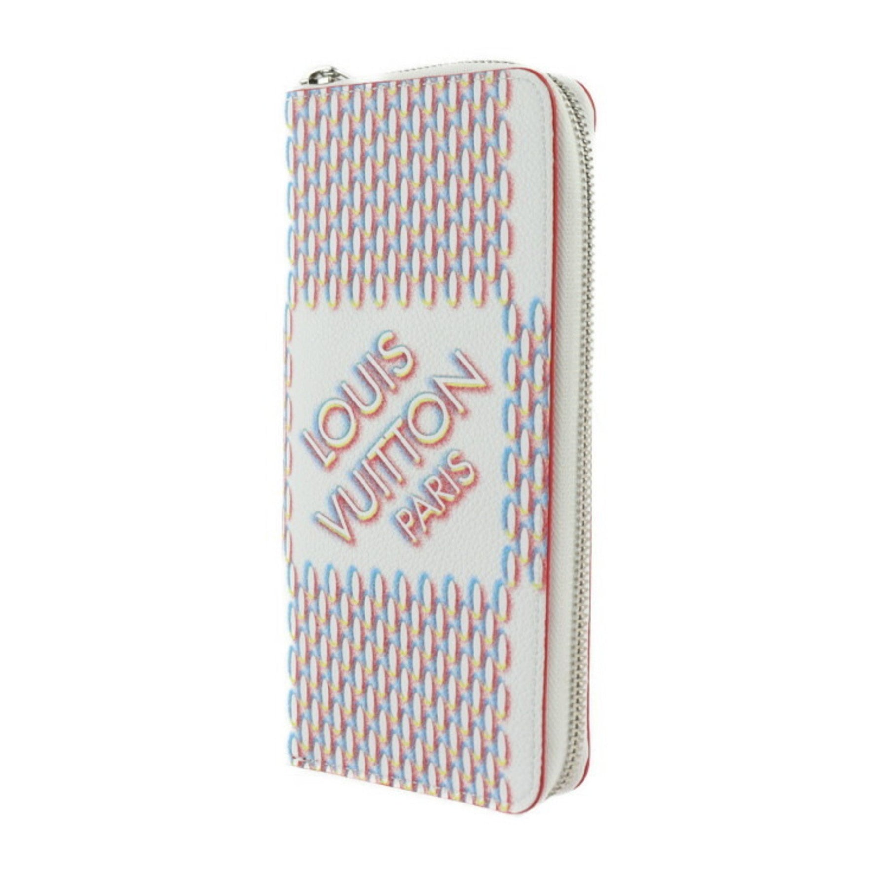 Louis Vuitton Zippy Wallet Vertical Damier Giant Spray Long Leather Blanc White Multicolor Bi-fold Round