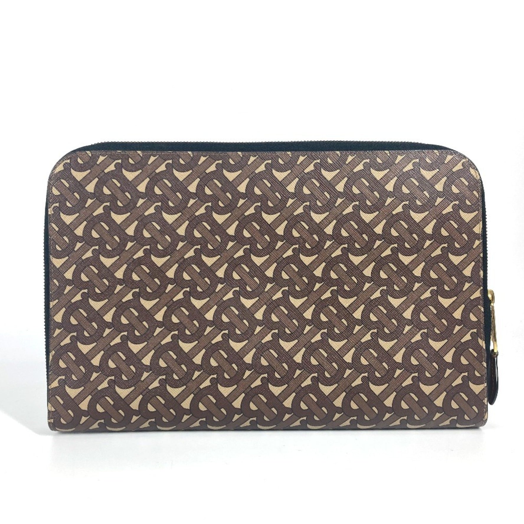 BURBERRY TB logo bag, second pouch, clutch leather, canvas, men's