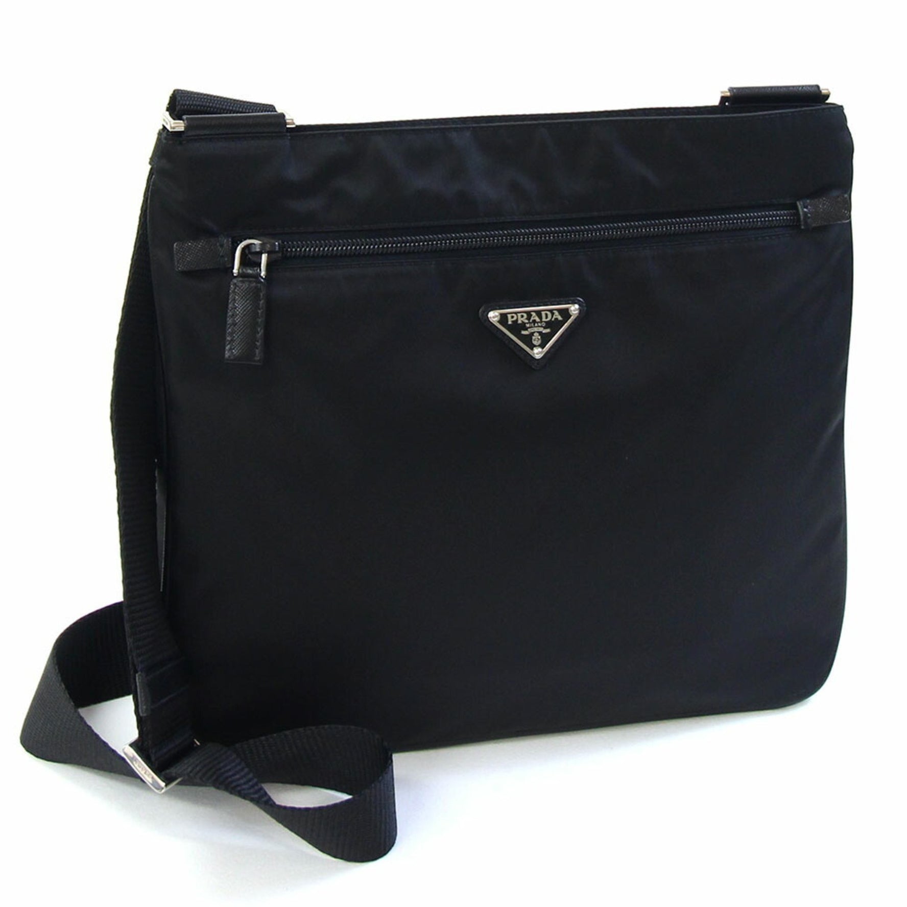Prada Shoulder Bag 2VH563 Black Nylon Leather Women's Men's PRADA
