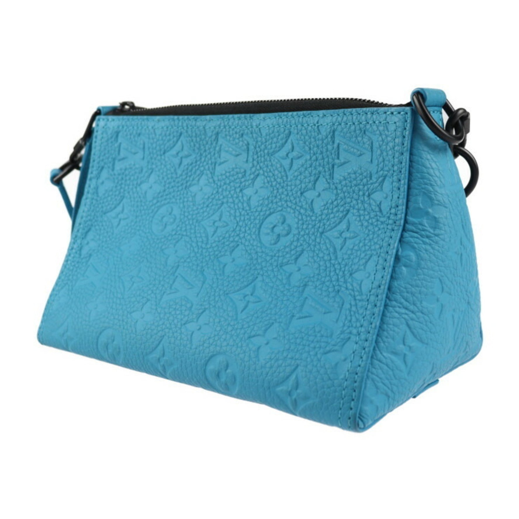 Louis Vuitton Triangle Messenger Shoulder Bag Monogram Implant Black Metal Fittings