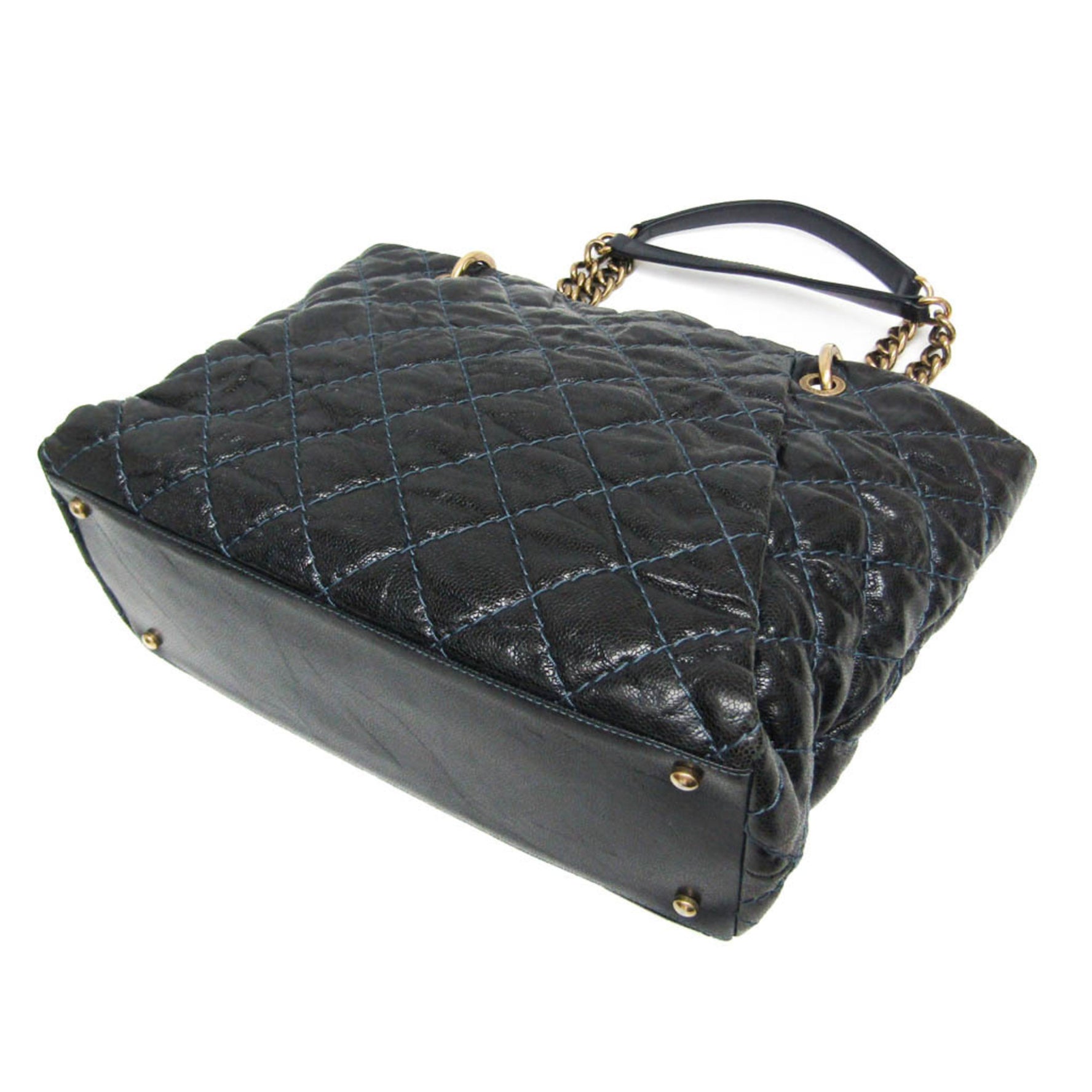 Chanel Matelasse Chain Grained Calfskin Tote Bag Black,Navy