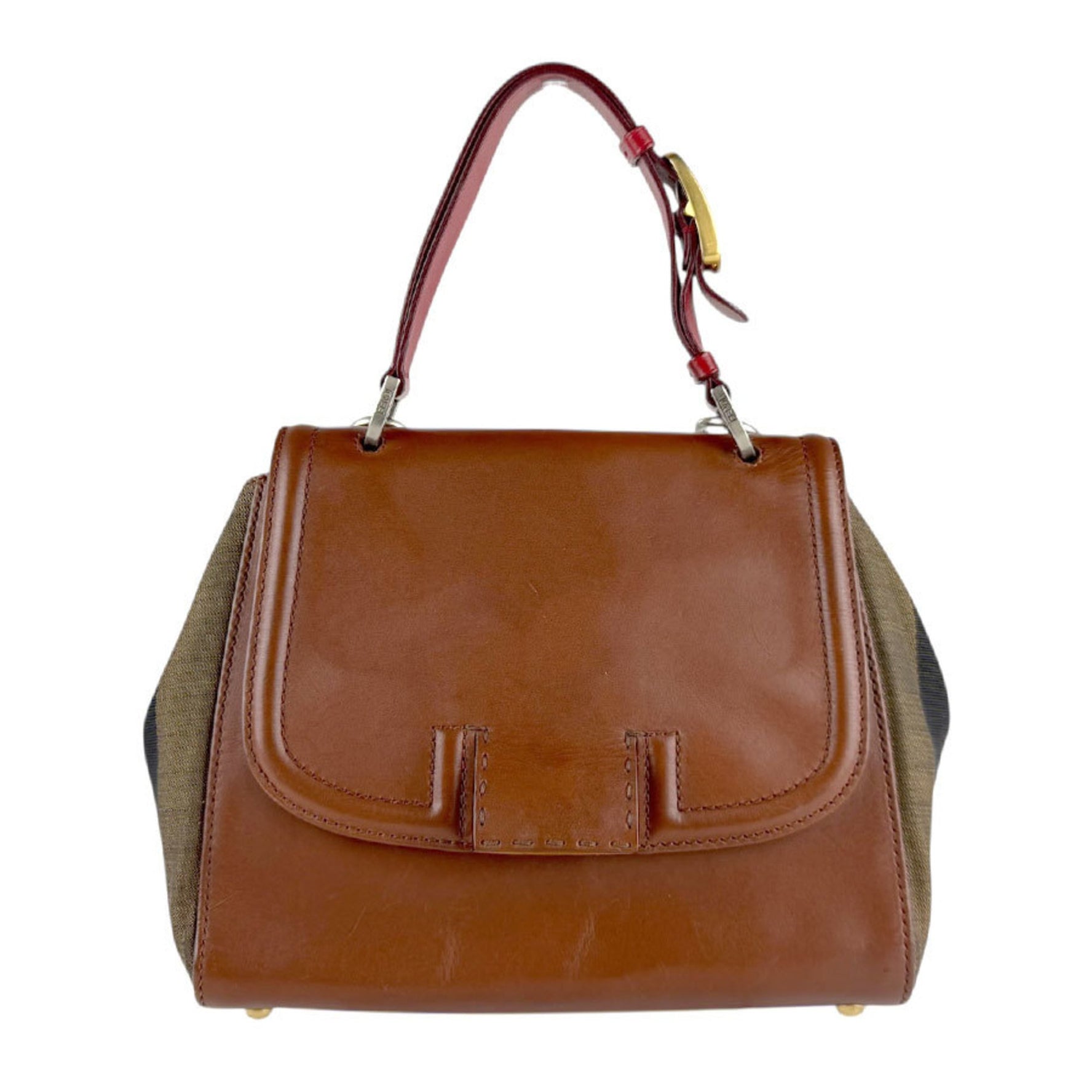 Fendi Pecan Leather and Nylon Canvas Backpack in Brown Red