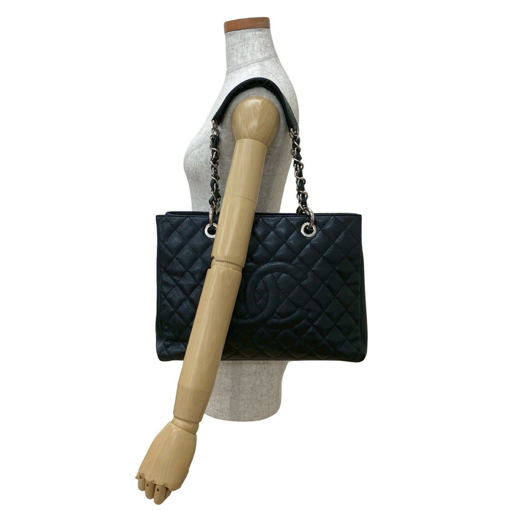 CHANEL Matelasse GST Coco Mark Caviar Leather Chain Tote Bag