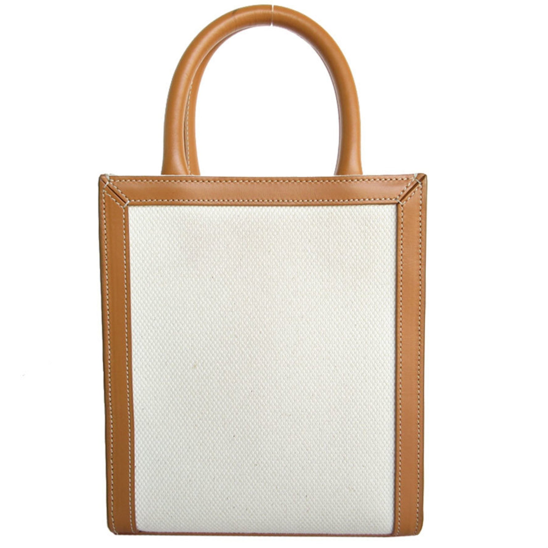 CELINE Handbag Shoulder Bag Vertical Cabas Canvas Leather Natural Gold