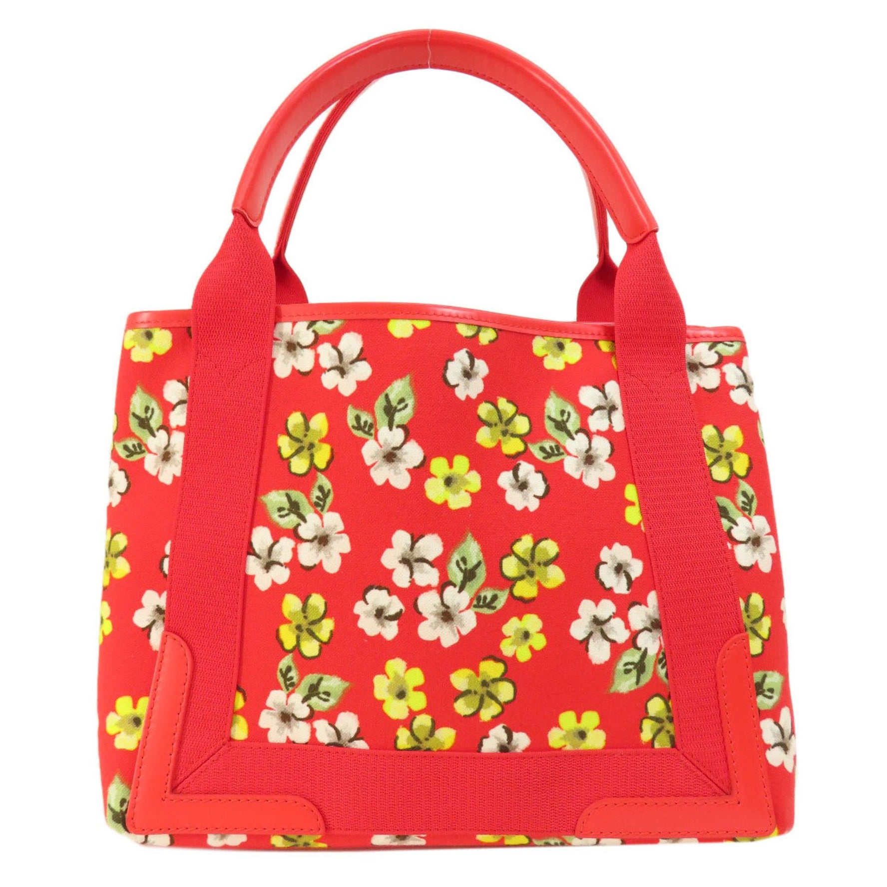 Balenciaga Navy Cabas Flower Motif Handbag Canvas