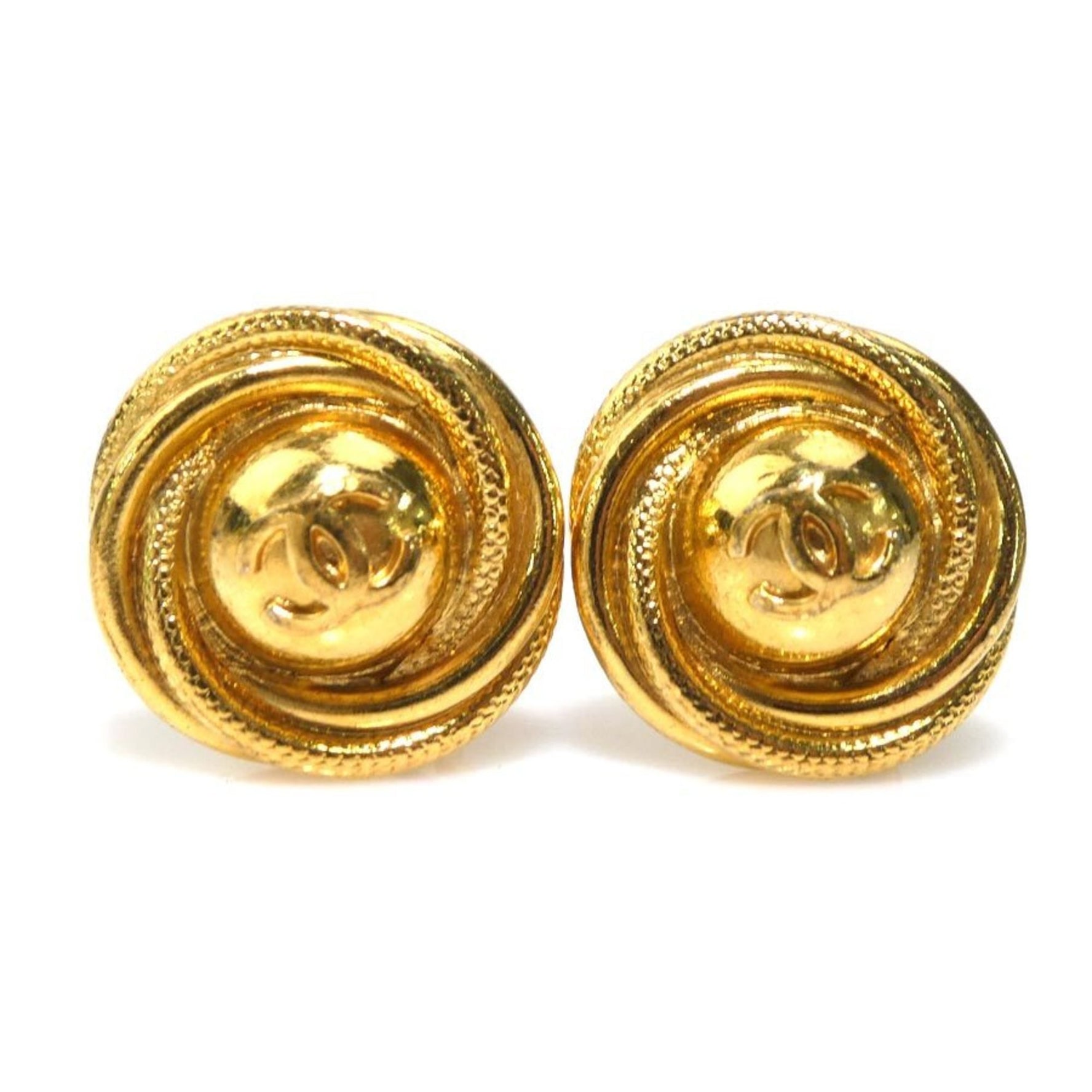 CHANEL Coco Mark Metal Earrings