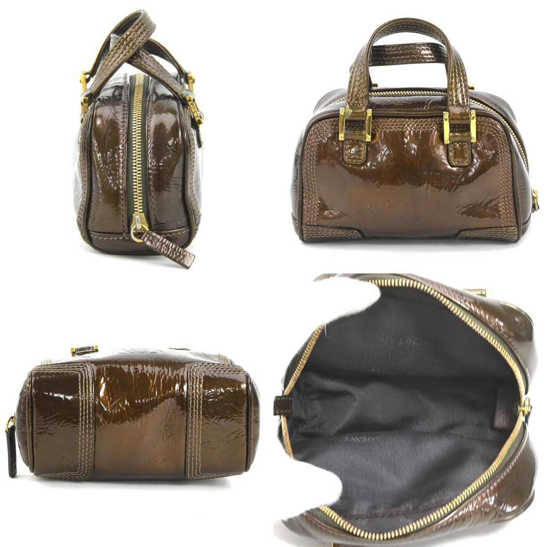 LOEWE shoulder bag mini handbag anagram enamel gold ladies