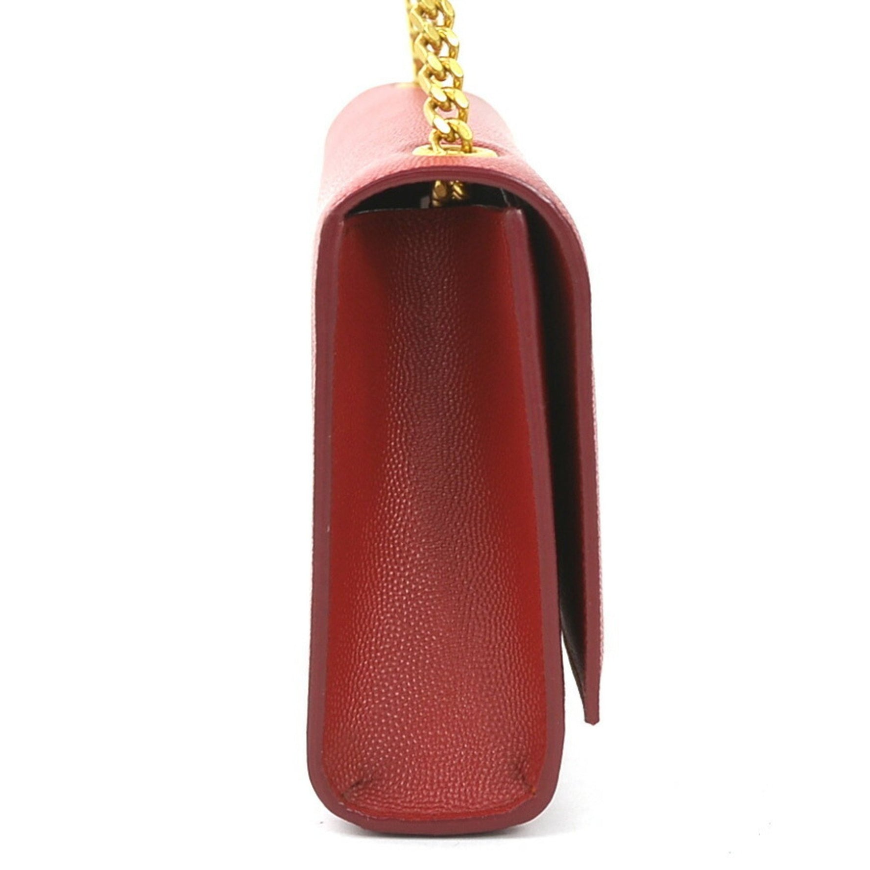 Saint Laurent Shoulder Bag Leather Metal Red