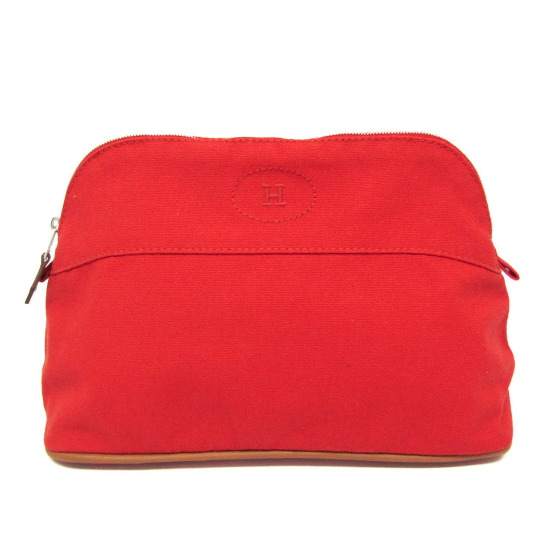 Hermes Bolide Pouch MM Men,Women Cotton,Leather Pouch Brown,Orange