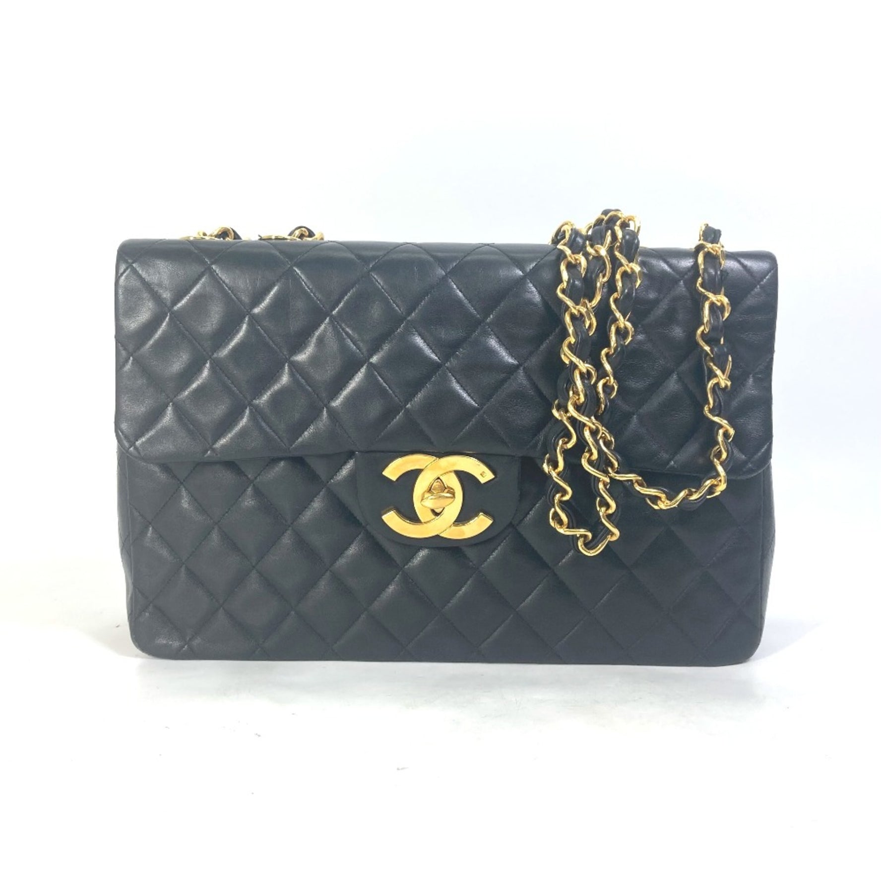 Chanel CC Mark vintage shawl double chain bag Shoulder Bag Gold