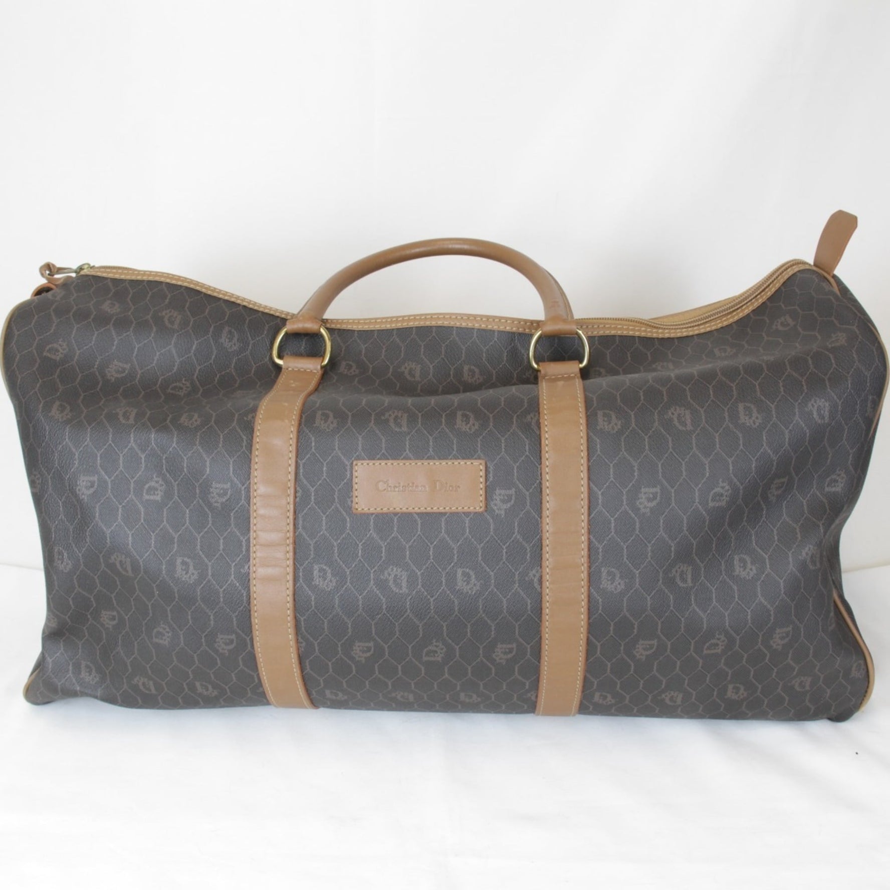 Christian Dior Honeycomb Boston Bag in Canvas/Leather