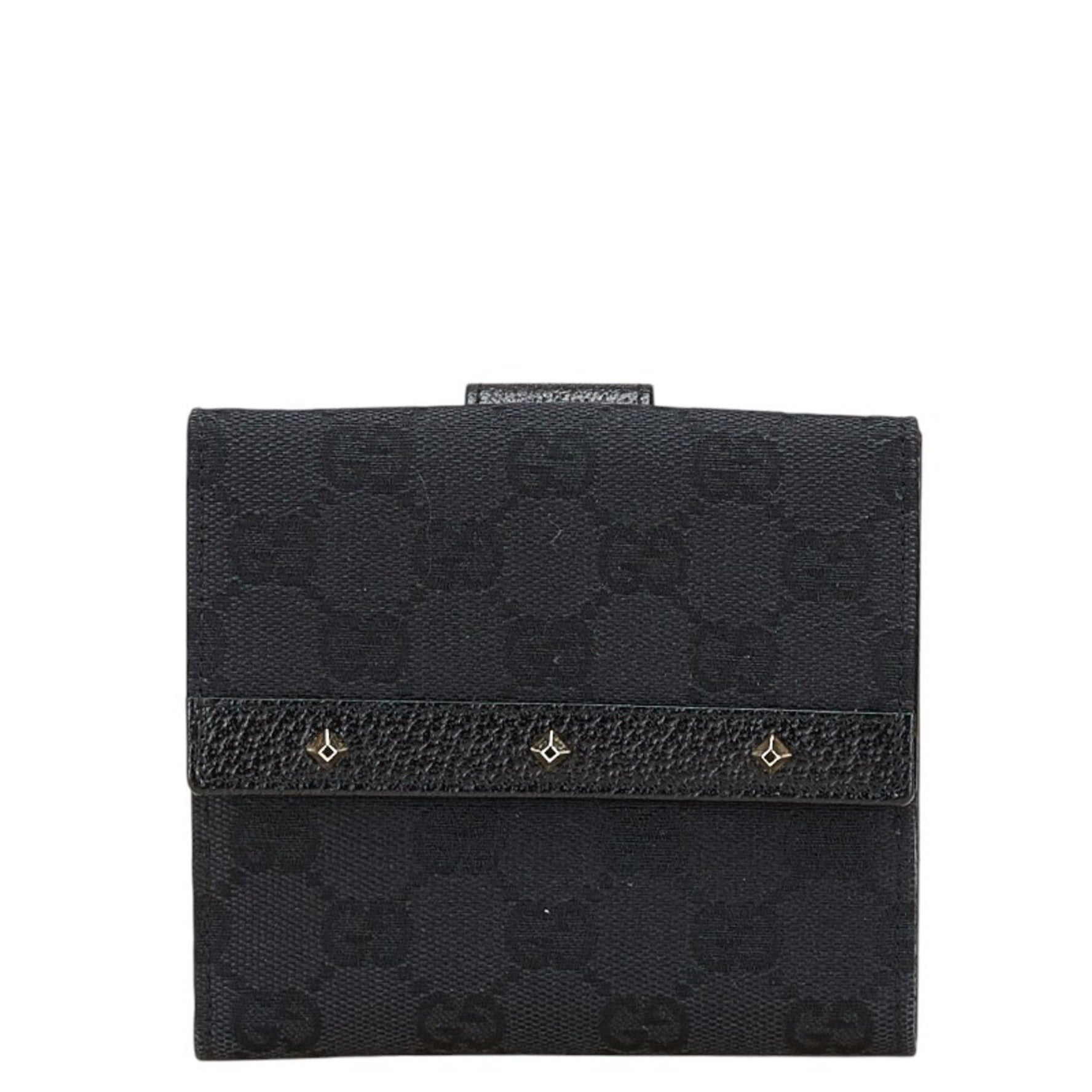Gucci GG Canvas Studded Bifold Wallet Leather